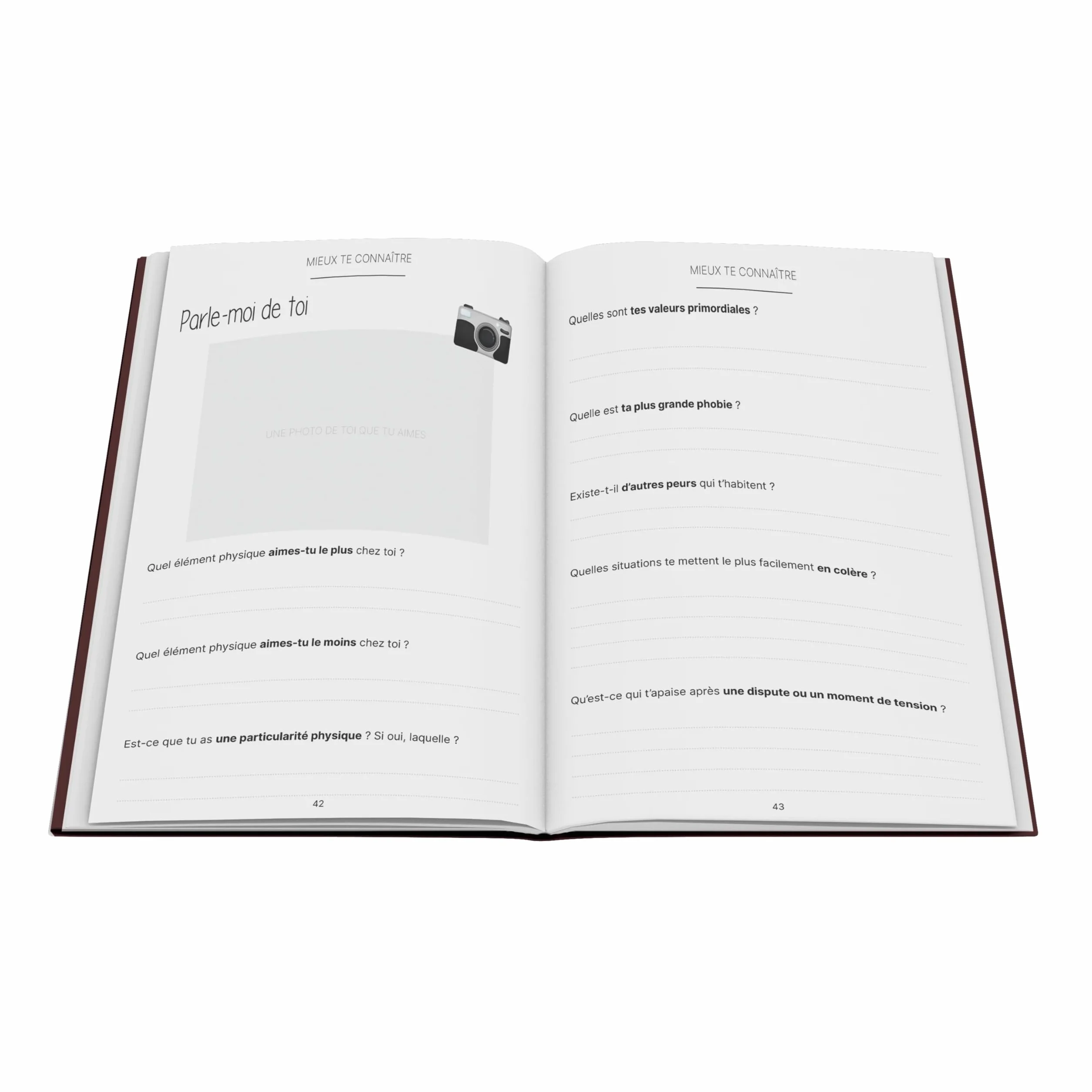 Livre de Questions sur l'Histoire et les Souvenirs du Couple, Couverture Cartonnée, 21 x 29,7 cm, 80 Pages