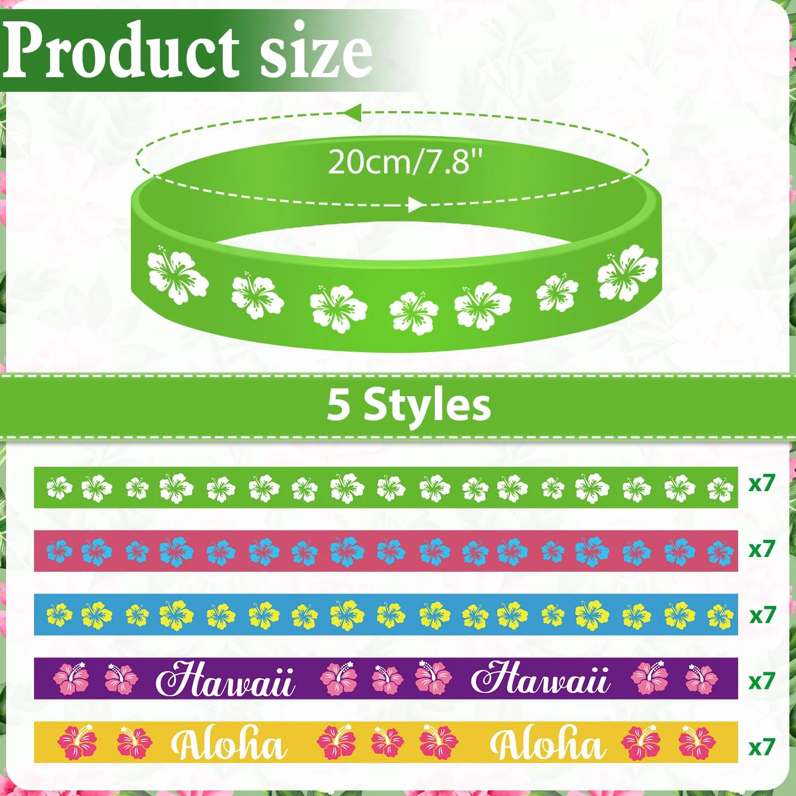 HOWAF 35pcs Bracelets Fleur Hibiscus Silicone Hawaienne Enfant Adultes Deco Plage Anniversaire Tropical Pool Party