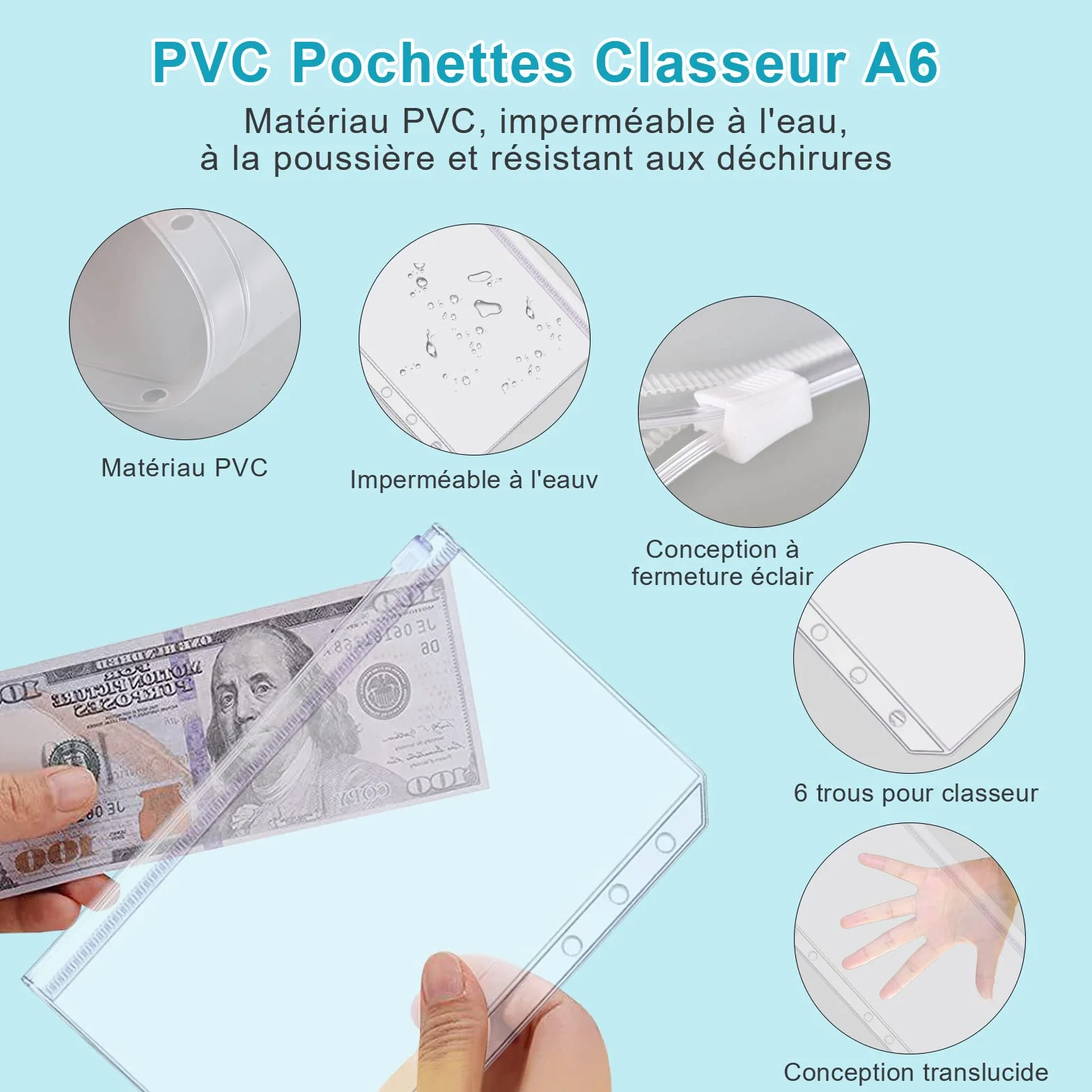 Carnet Budget A6 Avec Pochettes Organisateur D'espèces et de Billets pour Économiser de l'argent, Lac Bleu