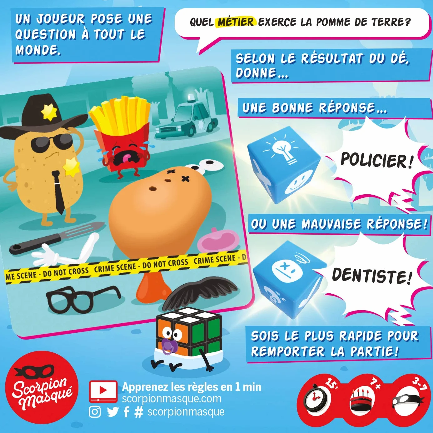 Scorpion masqué: C'est pas faux - Jeu de société Patates & Ninjas 7+ ans 3-7 joueurs 15 min