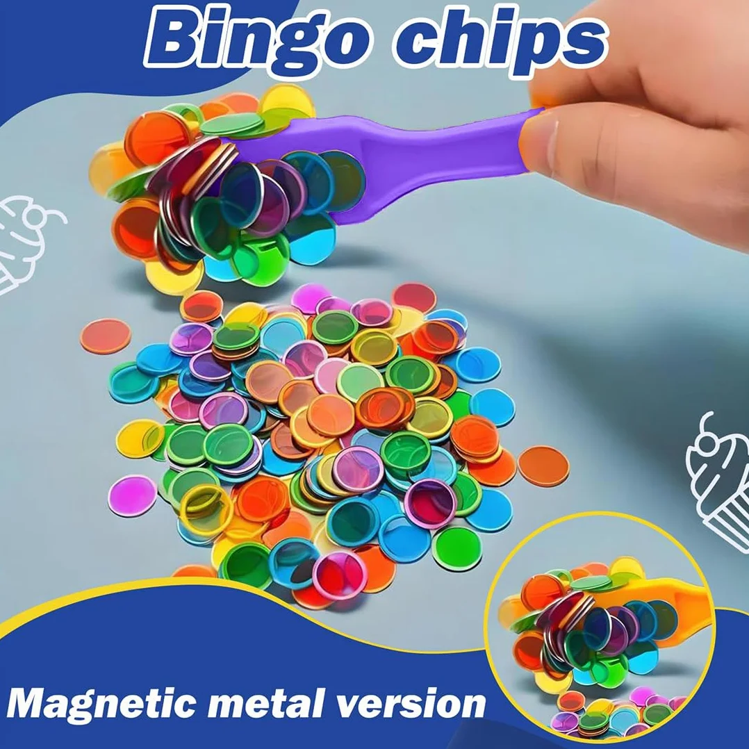 Magnetyczny Zestaw Bingo Bâtons Magnétiques 100 Żetonów Loto Jeux Éducatifs Fioletowy