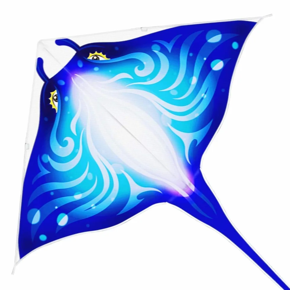 Cerf-volant poisson diable pour enfants adultes Bleu