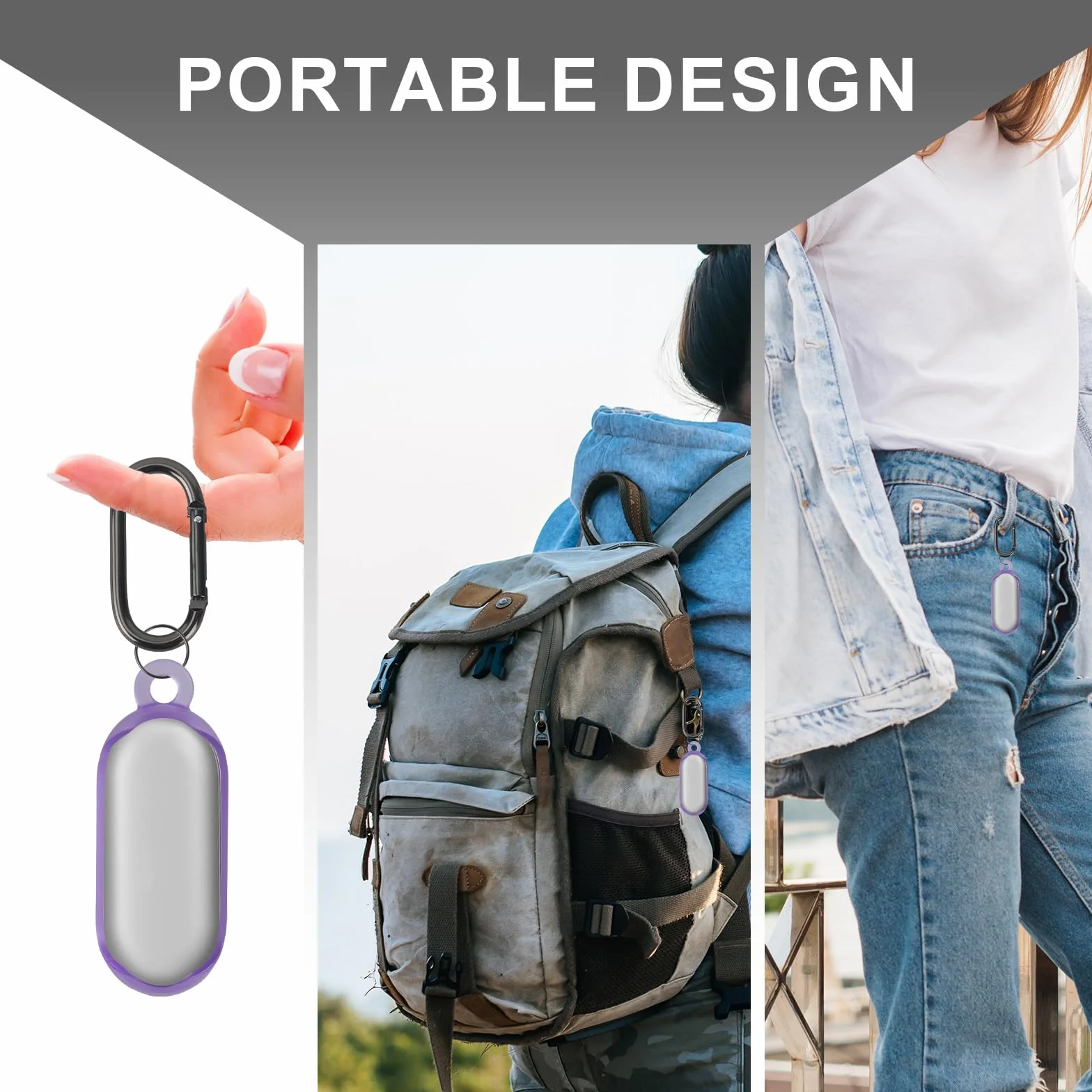 Coque PLAUD NotePin Enregistreur Vocal AI, Étui TPU Souple Protection Portable avec Porte-Clés et Mousqueton (Violet)