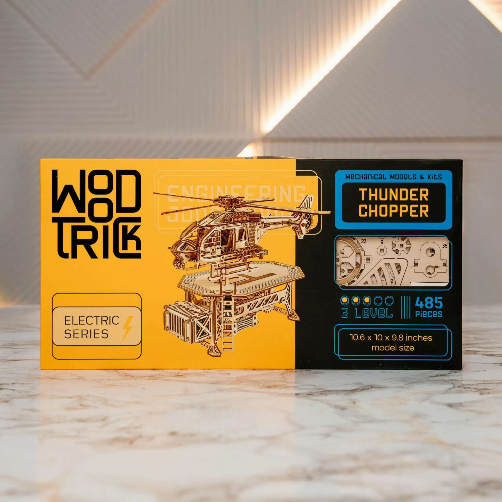 Wood Trick Electric Thunder Chopper Puzzle 3D en Bois pour Adultes à Construire
