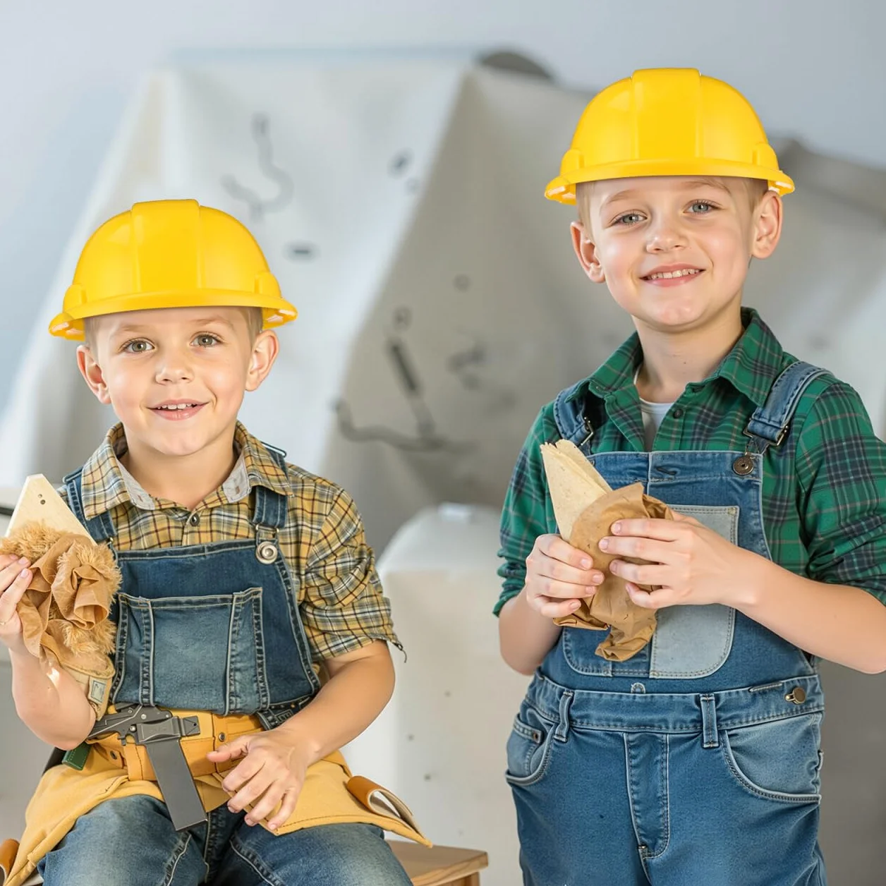 Gatuida 2 Pièces Casques de Construction Plastique pour Enfant Jeu de Rôle Fête Chantier