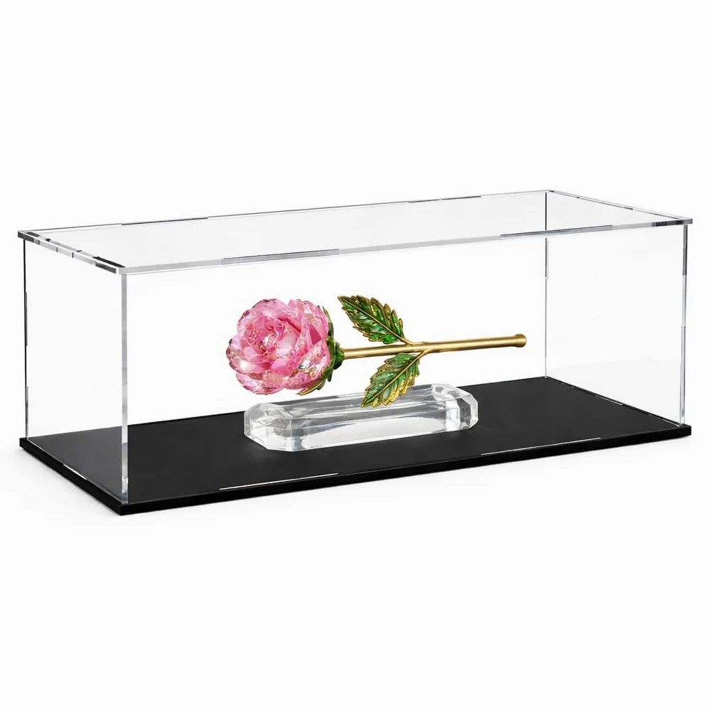 Vitrine en acrylique transparent avec base noire, à assembler et à assembler - Vitrine de luxe pour figurines d'action, objets de collection, organisation de la maison (33 x 22,9 x 22,9 cm)