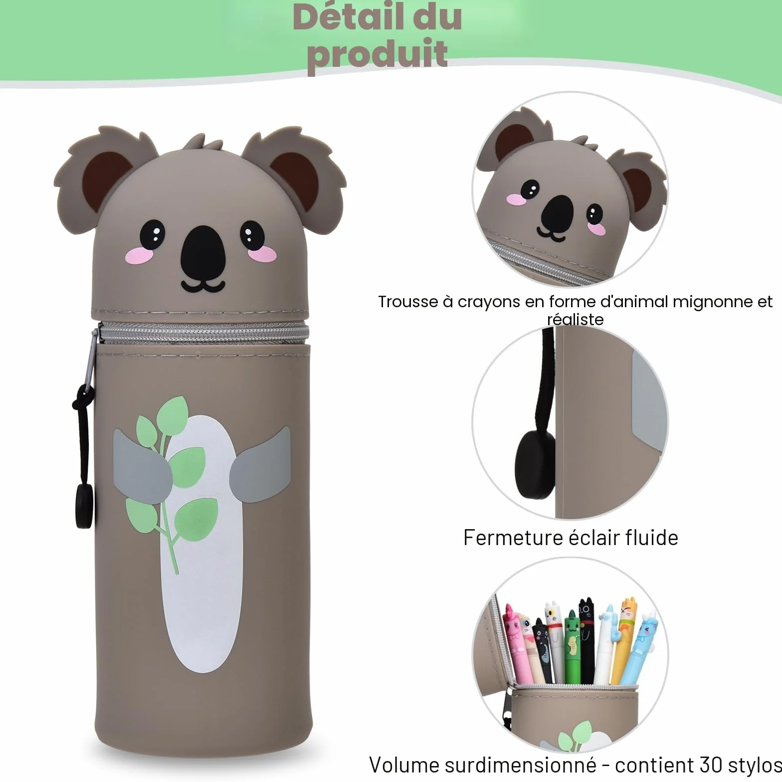 Trousse Kawaii Koala 6,3 cm x 18,5 cm