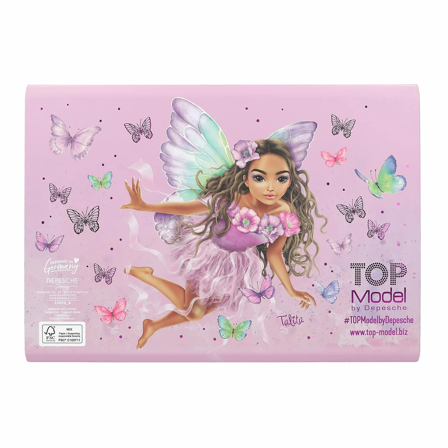 Depesche TOPModel Fairy Love Lot de papier à lettre violet motif papillons 24 feuilles 18 enveloppes