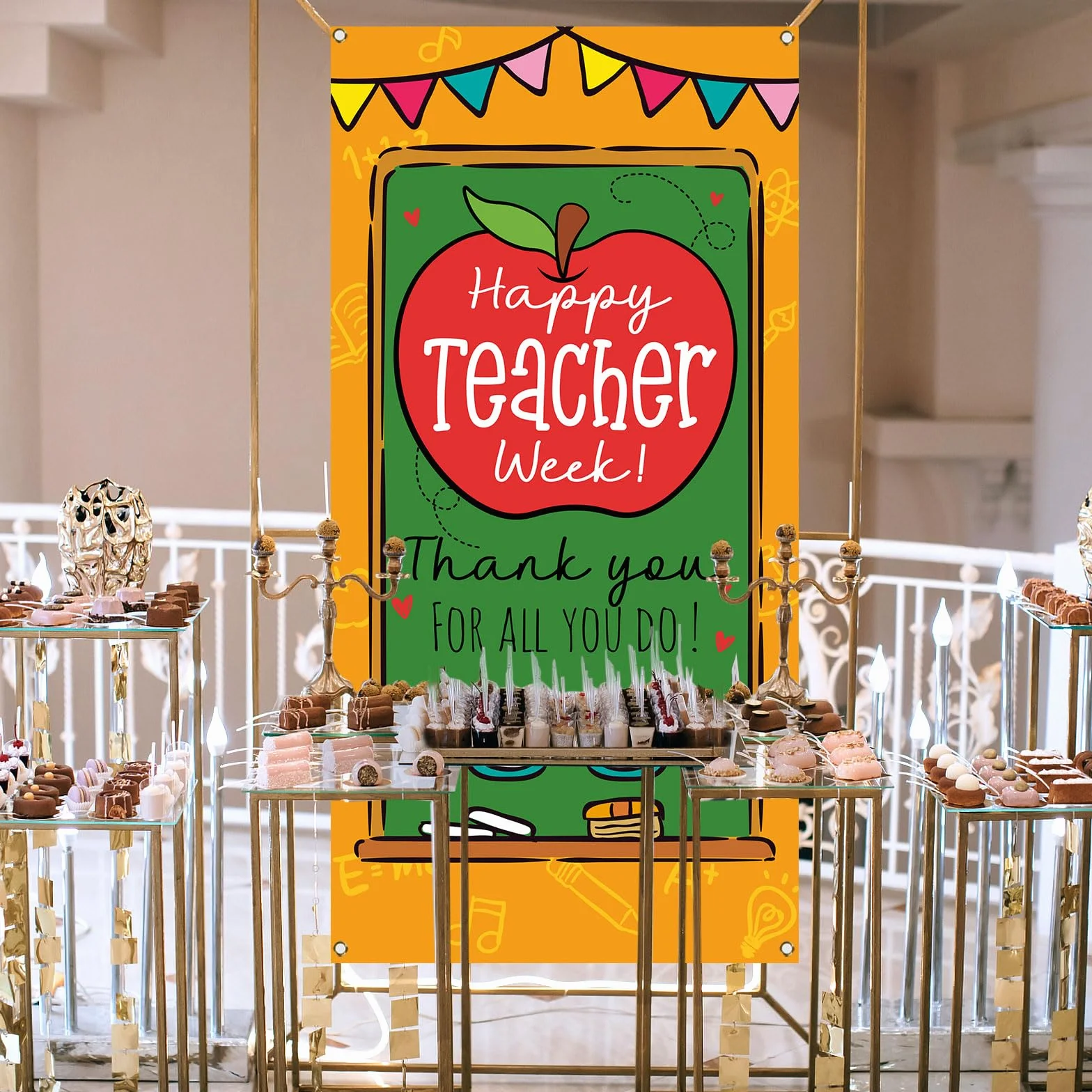 Sunwer Couverture de porte Happy Teacher Week May Thank You Teachers Décoration école salle de classe