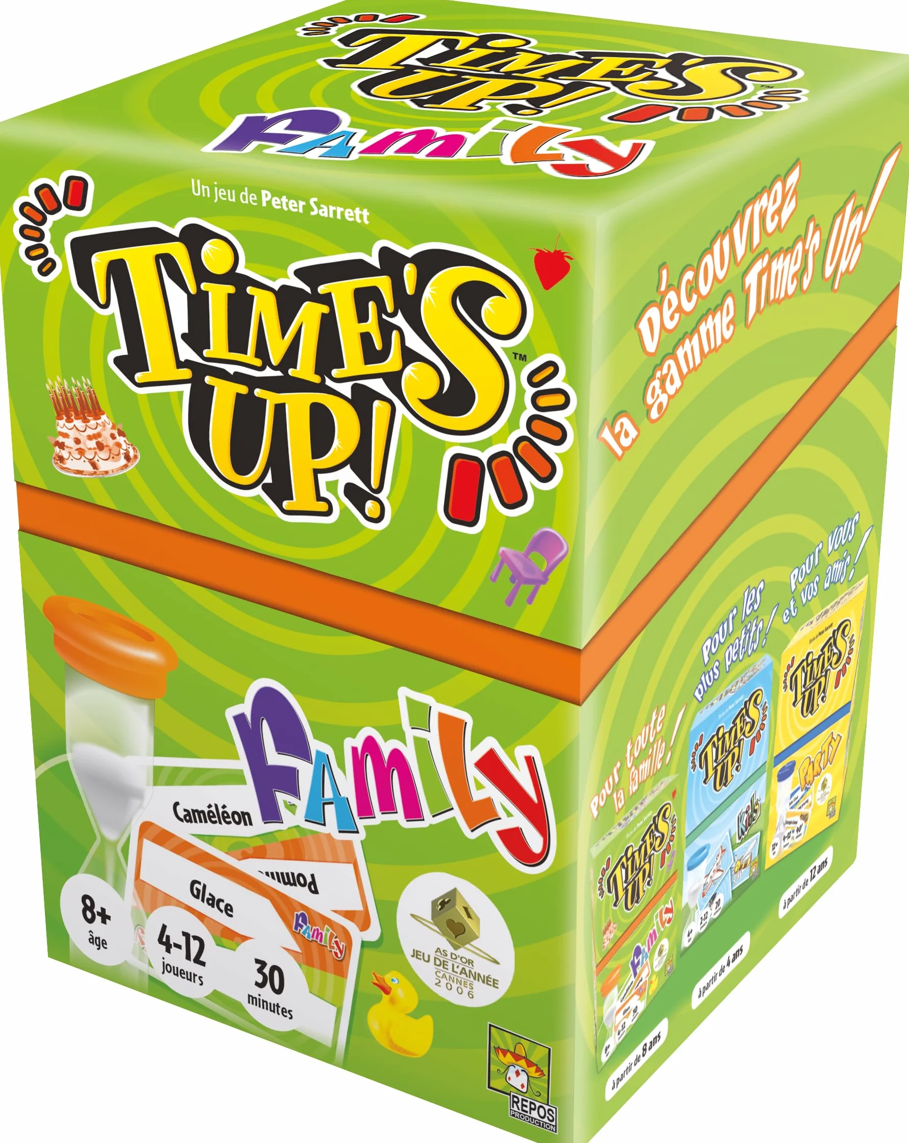 Asmodee Time's UP! Family Version Verte Jeu d'Ambiance en Equipe dès 8 Ans - Jeu de Société Enfants Rapidité Cartes à Deviner 4-12 Joueurs 30 Min Français
