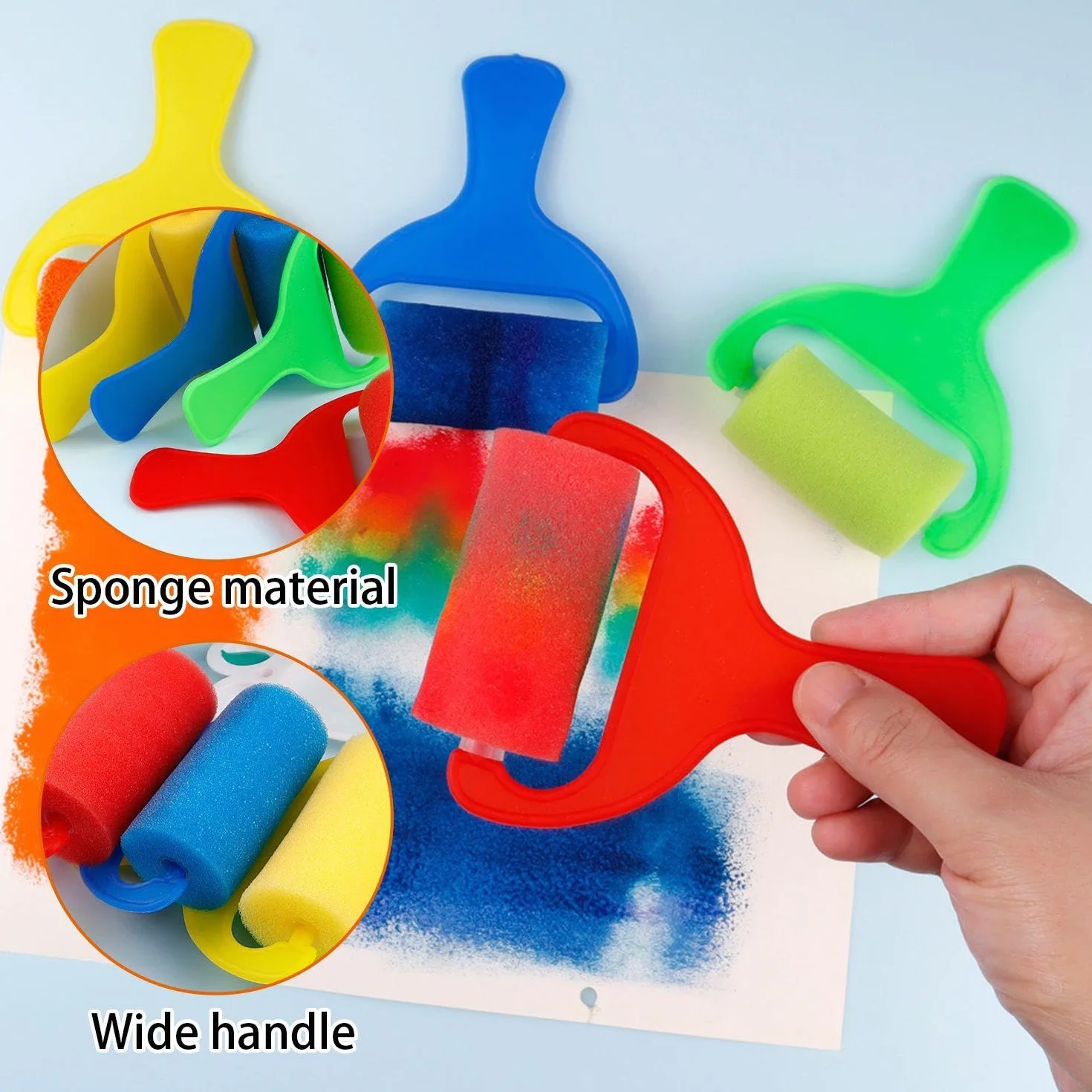 Pinceaux À Rouleau en Éponge, Manche en Plastique, Outils De Peinture, 8 Pièces