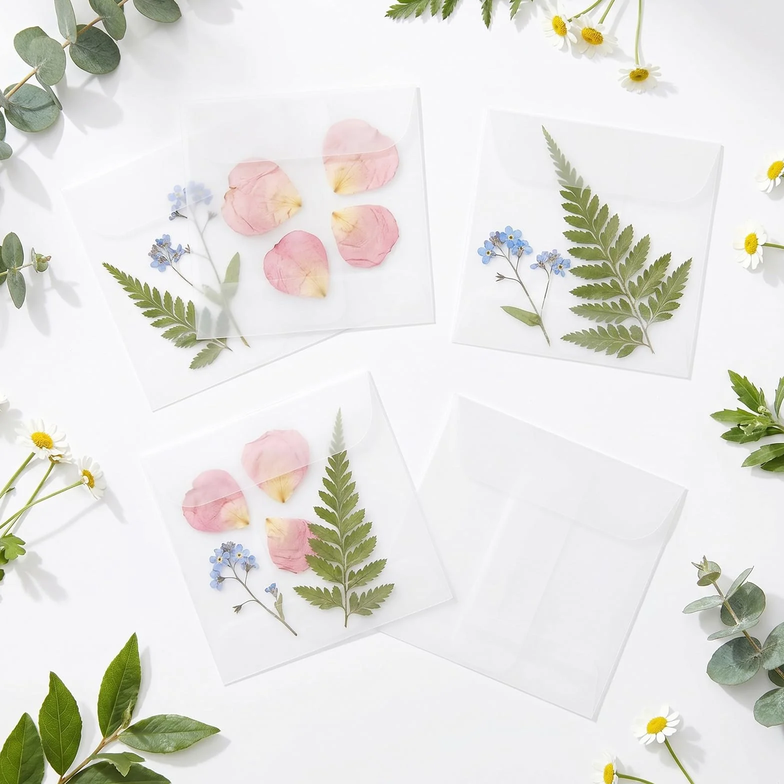 Enveloppes transparentes en verre 9,94 x 7,9 cm Lot de 50 pour timbres invitations