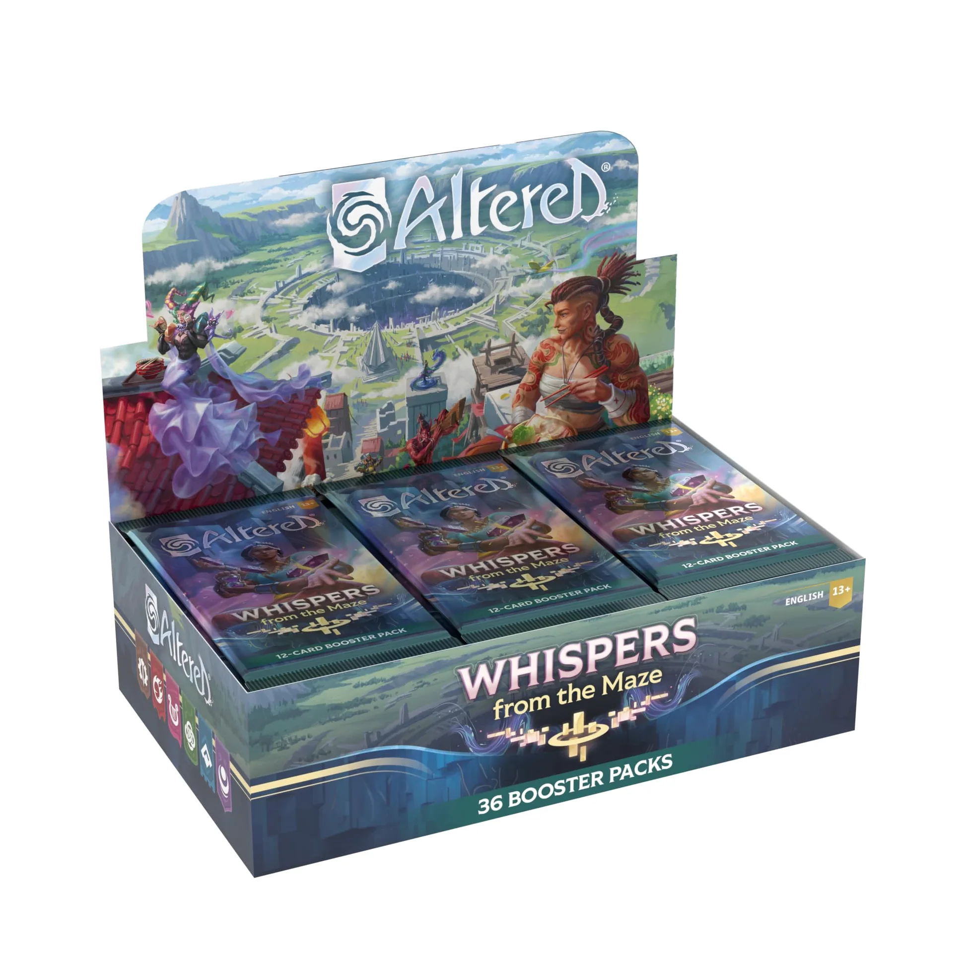 Equinox Altered Whispers from The Maze Display avec 36 boosters, Extension complète du Jeu de Cartes stratégique à Collectionner, à partir de 13 Ans, 2 Joueurs, 20 Minutes, Anglais