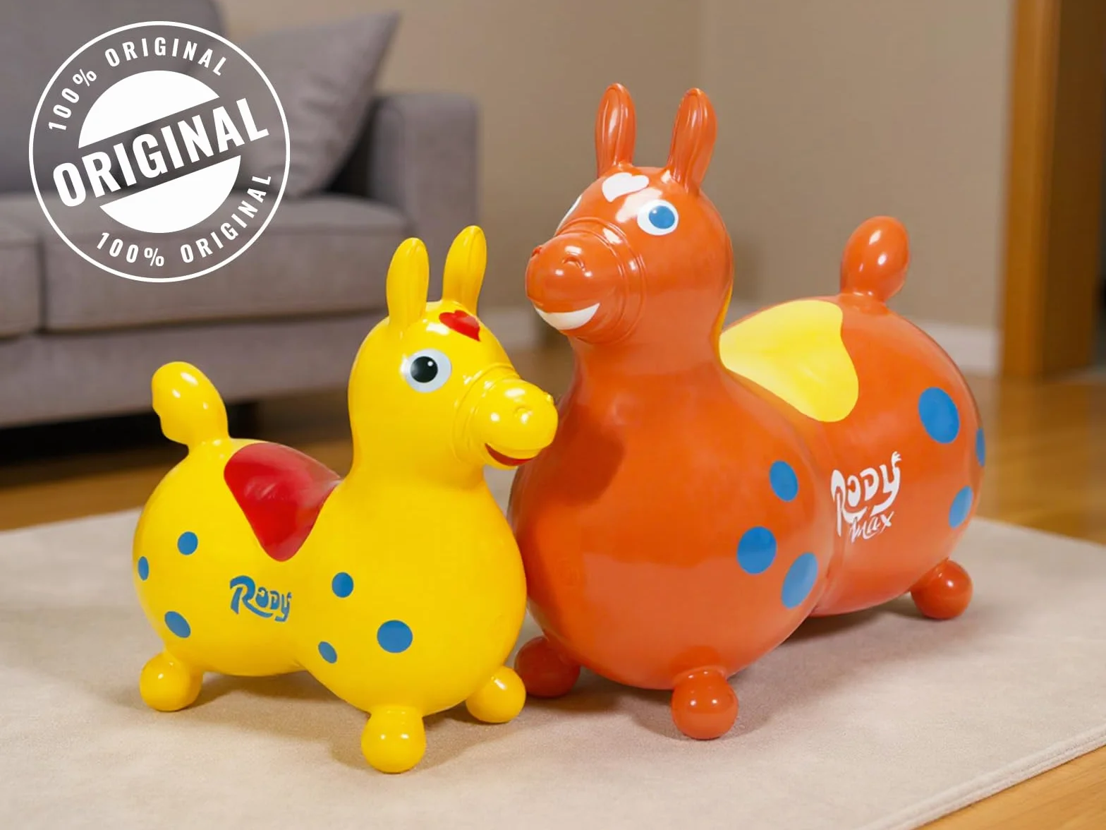 Gymnic Rody Max Cheval à Bascule Gonflable pour Enfants 5+ Ans, Jouet à Chevaucher