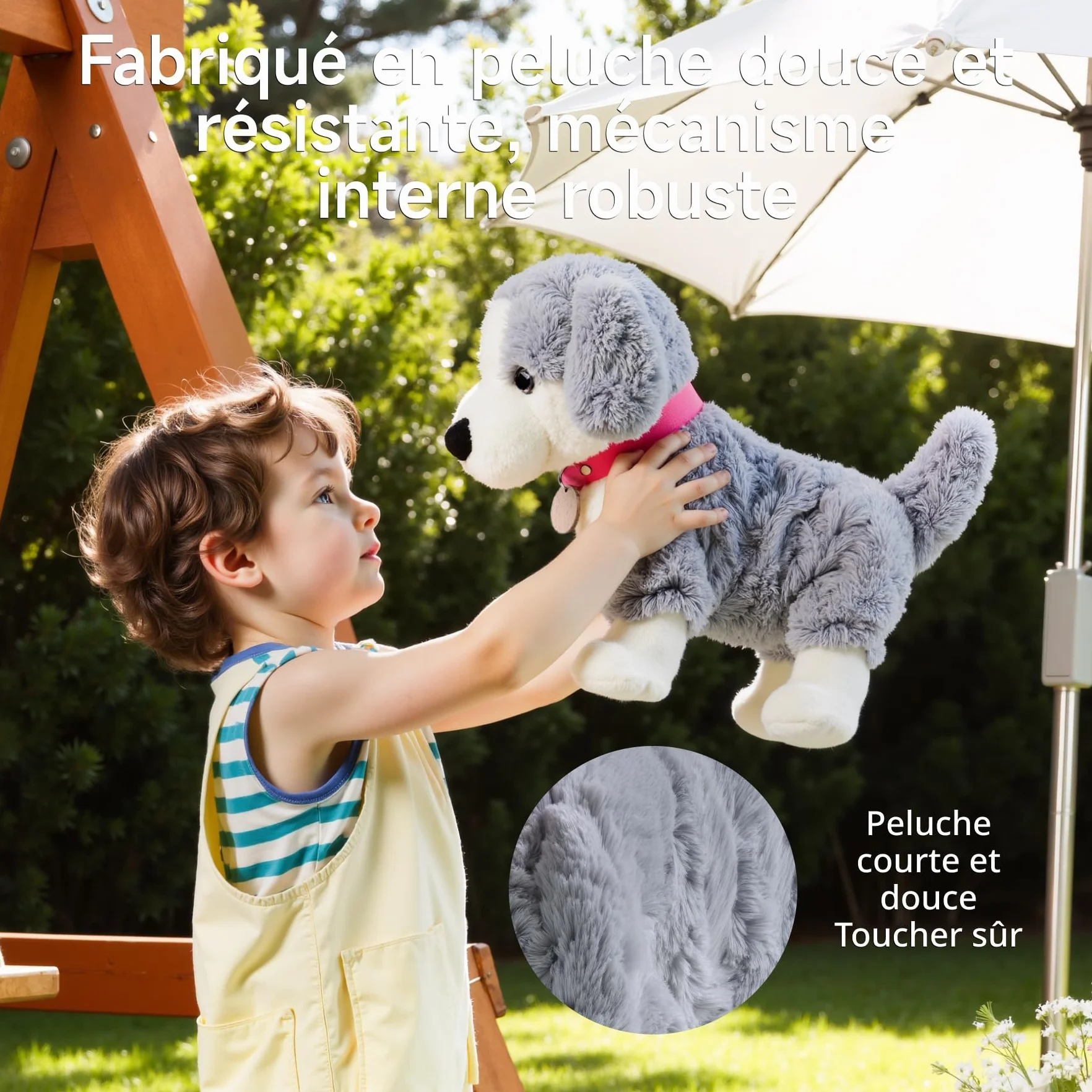 Peluche Chien Interactif à Commande Vocale, Marche, Parle, Aboie, Jouet Électronique pour Enfant 3+
