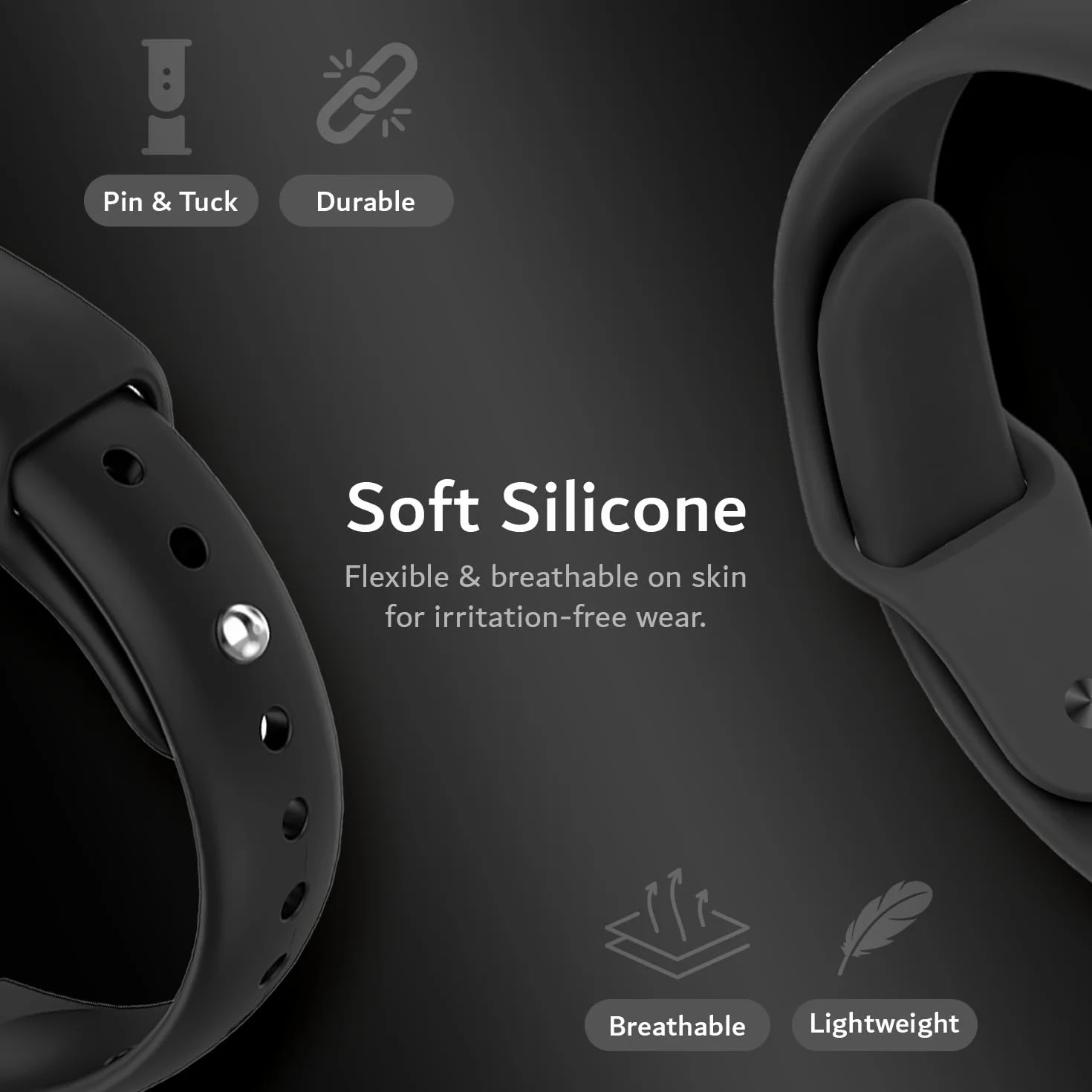 TUDIA Étui PC à Clipser Bracelet en Silicone réglable pour PLAUD NotePin AI Noir