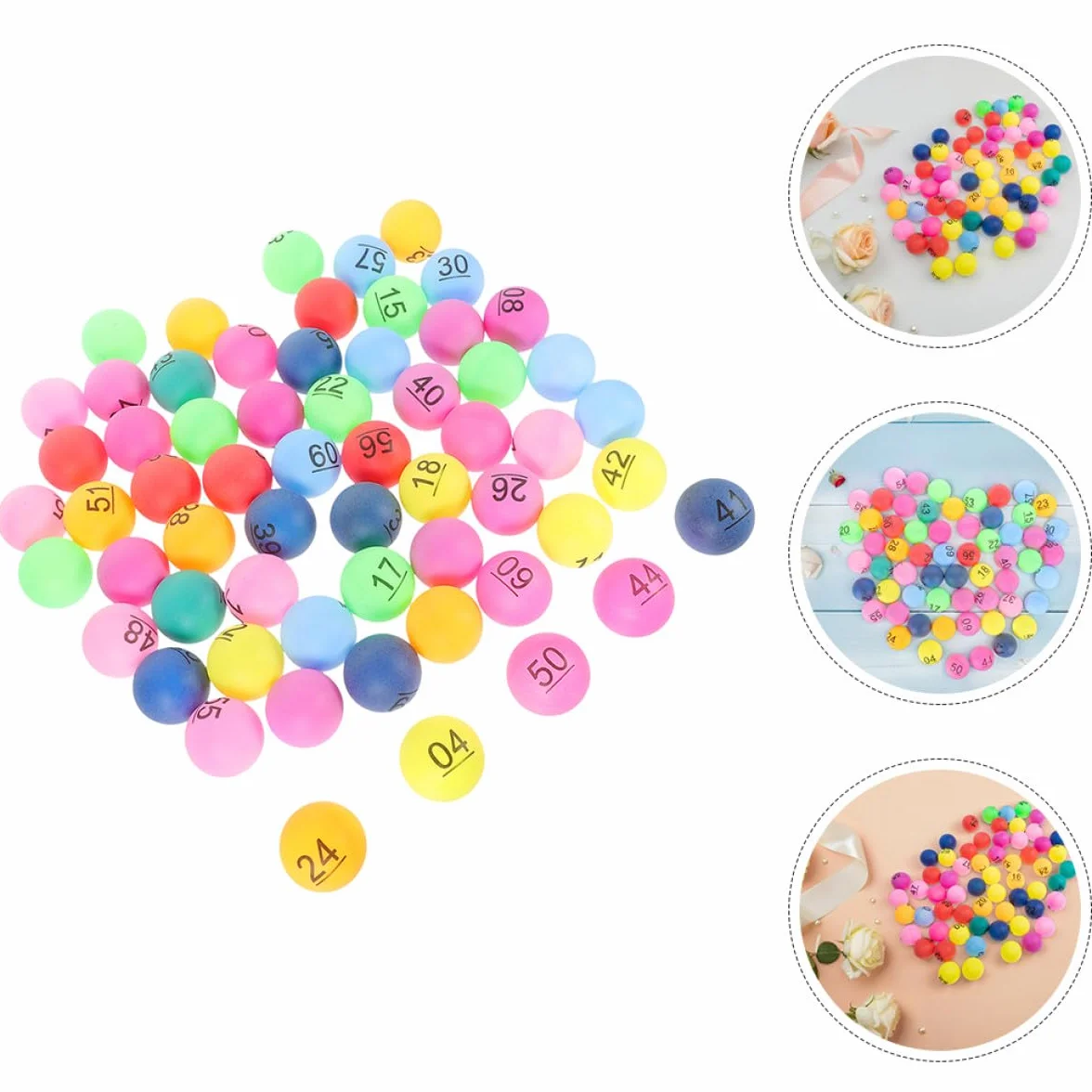 Boules de Loto Numérotées 1 à 90 en Plastique Coloré 4 cm pour Jeux de Bingo et Tombola