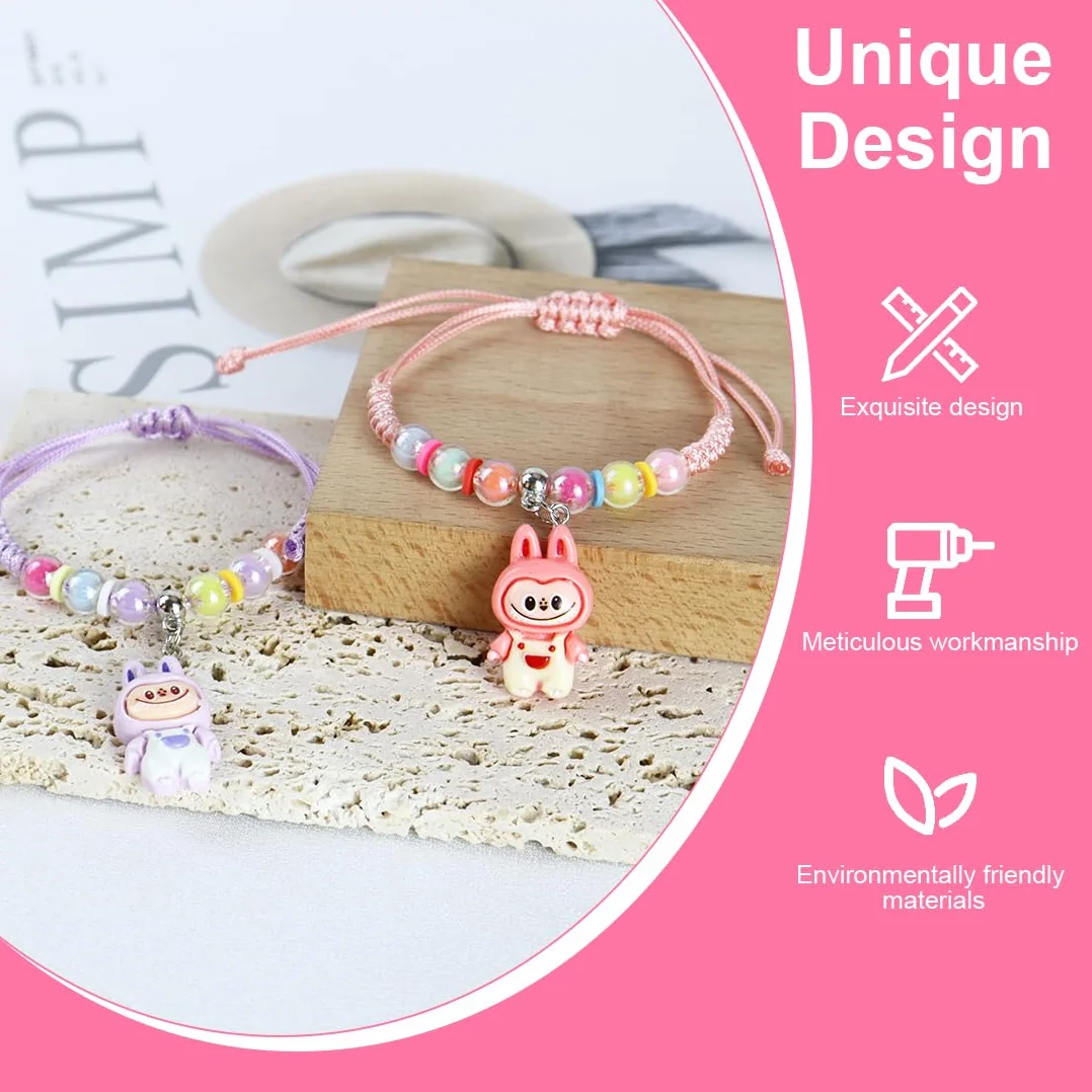Bracelets tressés réglables cartoon mignon pour filles enfants