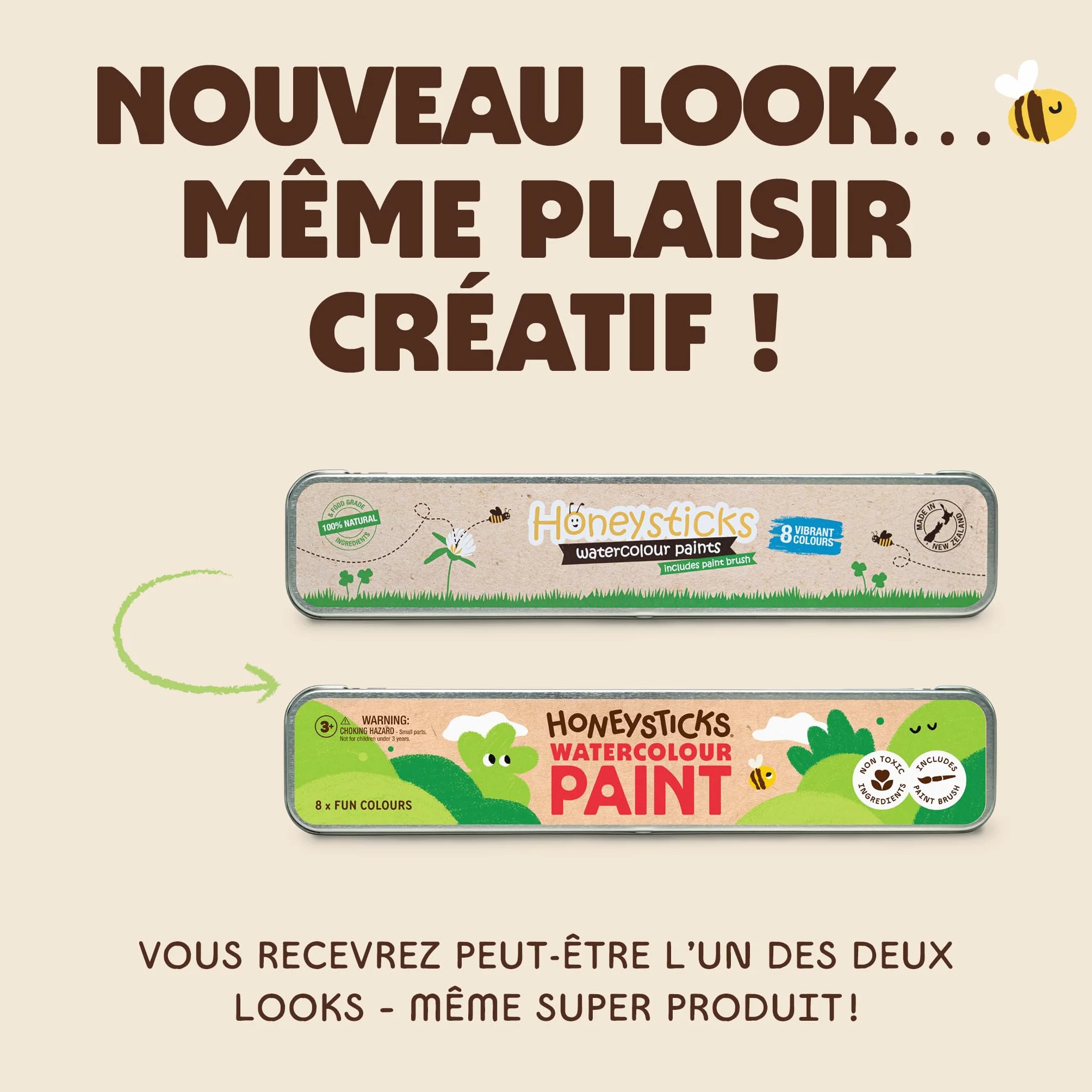 Honeysticks Set de peinture aquarelle non toxique 8 couleurs avec pinceau pour enfants