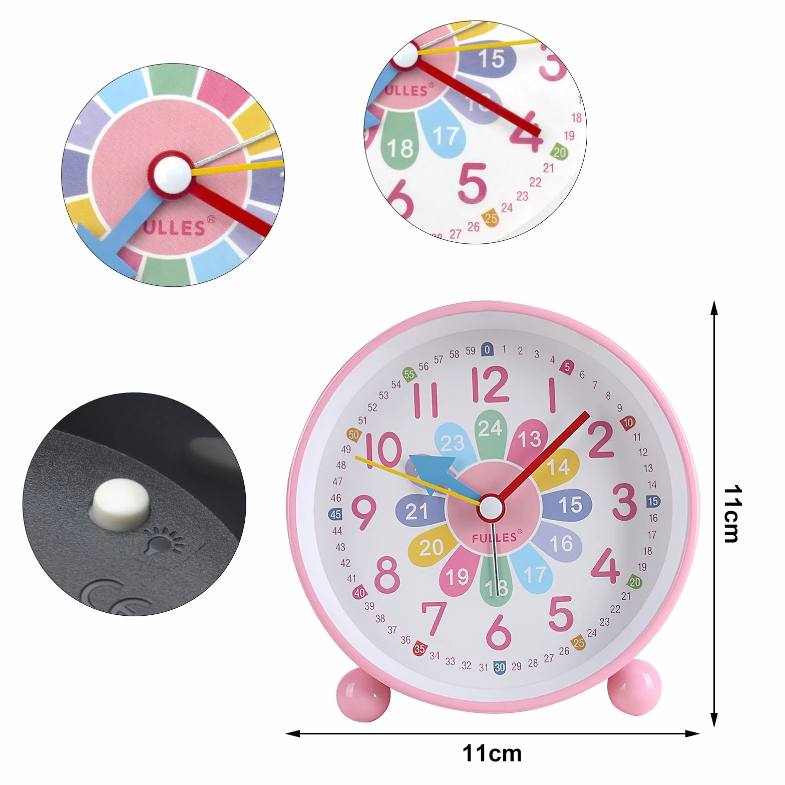 VOSSOT Réveil Numérique Enfants sans Tic-tac Silencieux Horloge Analogique Compact avec Veilleuse Snooze