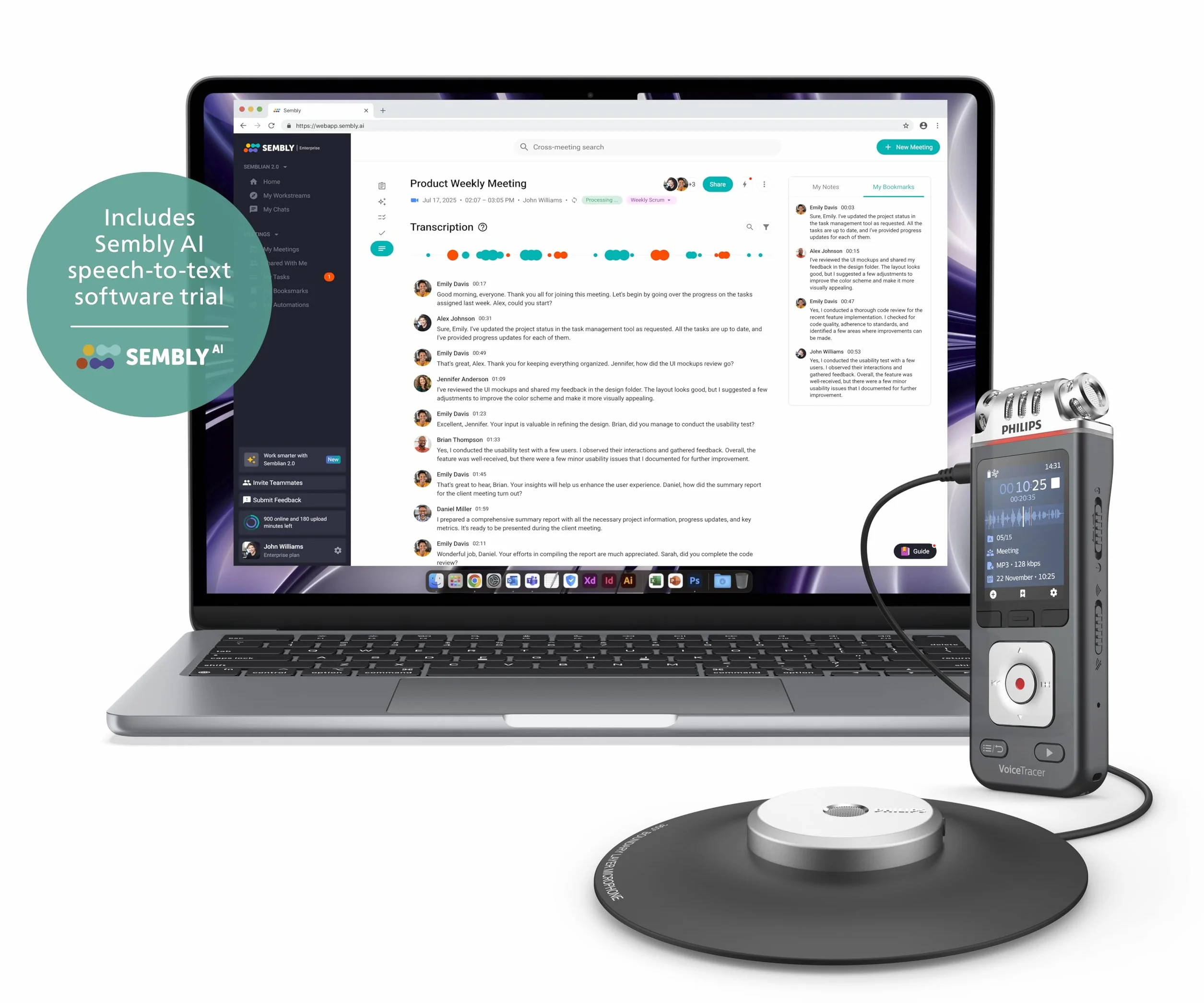 Philips VoiceTracer DVT8115 Enregistreur de réunions 360° 8Go