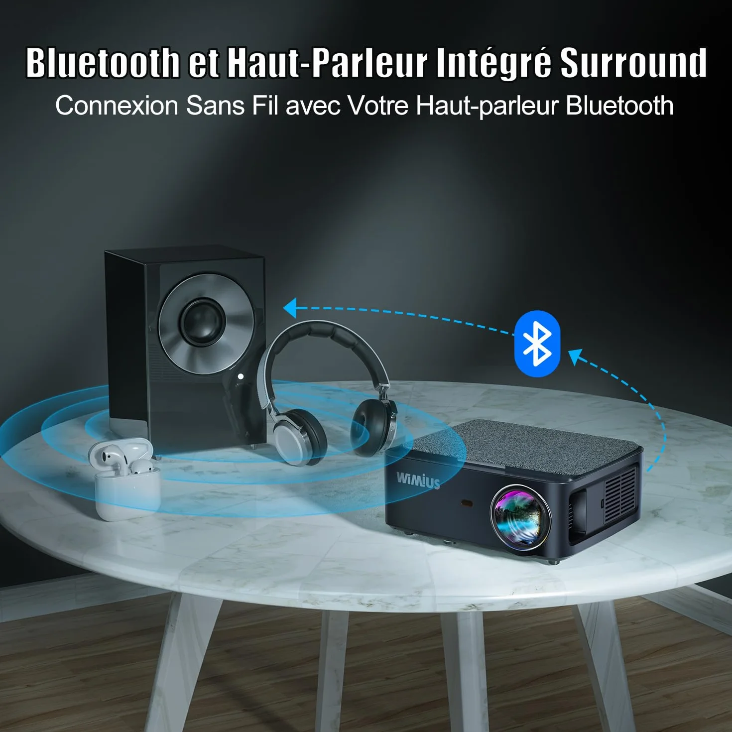 WiMiUS K1 Full HD 1080P 4K WiFi Bluetooth Projector Home Theater