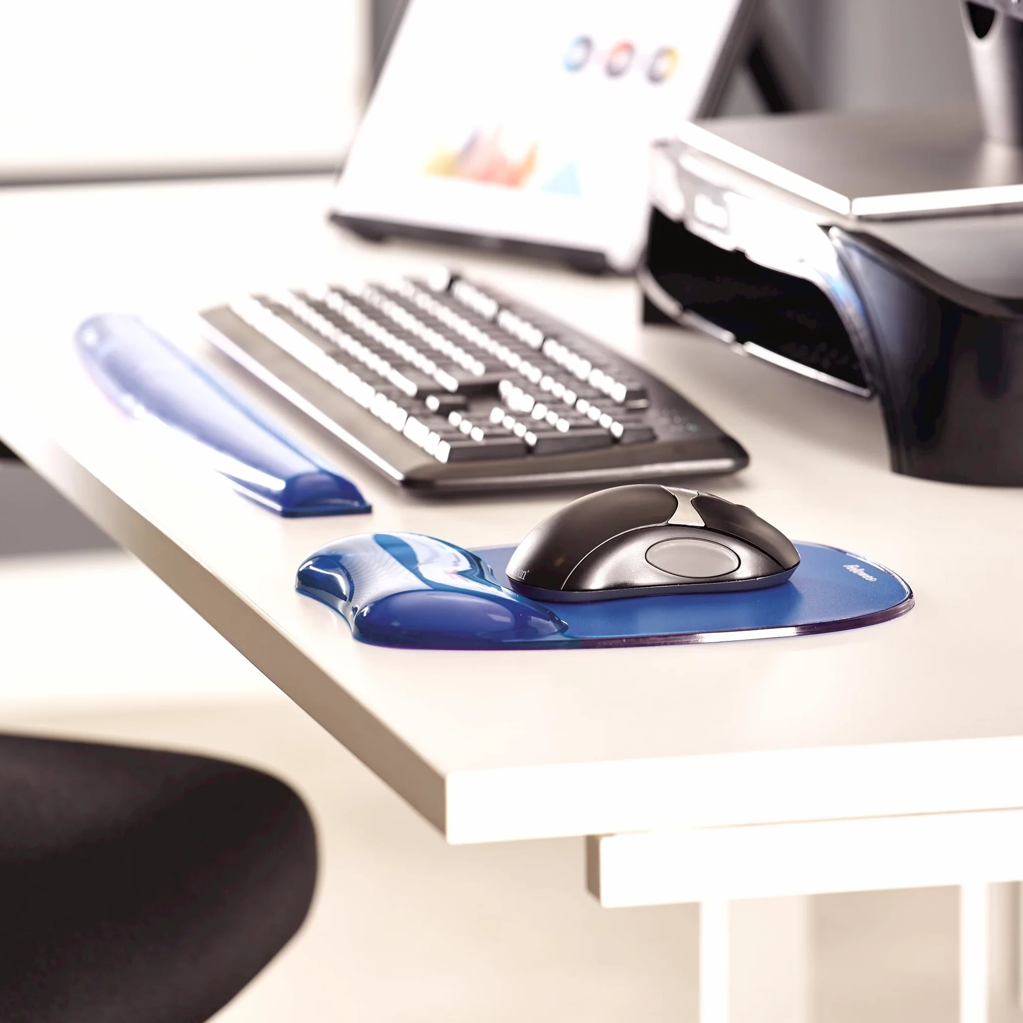 Fellowes Repose poignet pour clavier Gel Crystal Bleu 48x57 cm