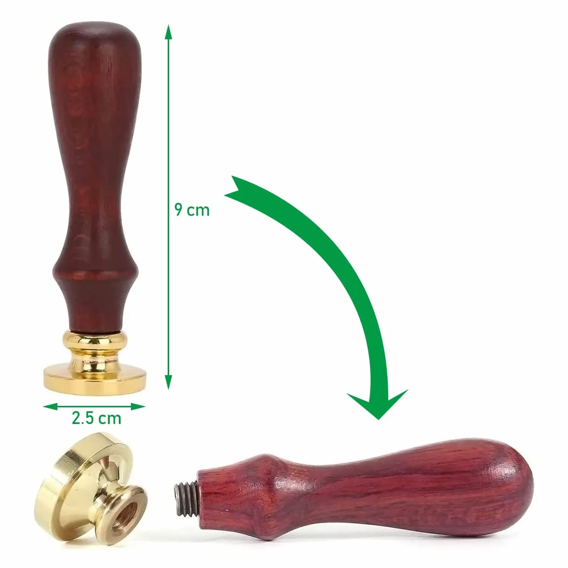 Tampon de Cire en Laiton 2 Pcs Vintage avec Poignée en Bois pour Carte, Invitation