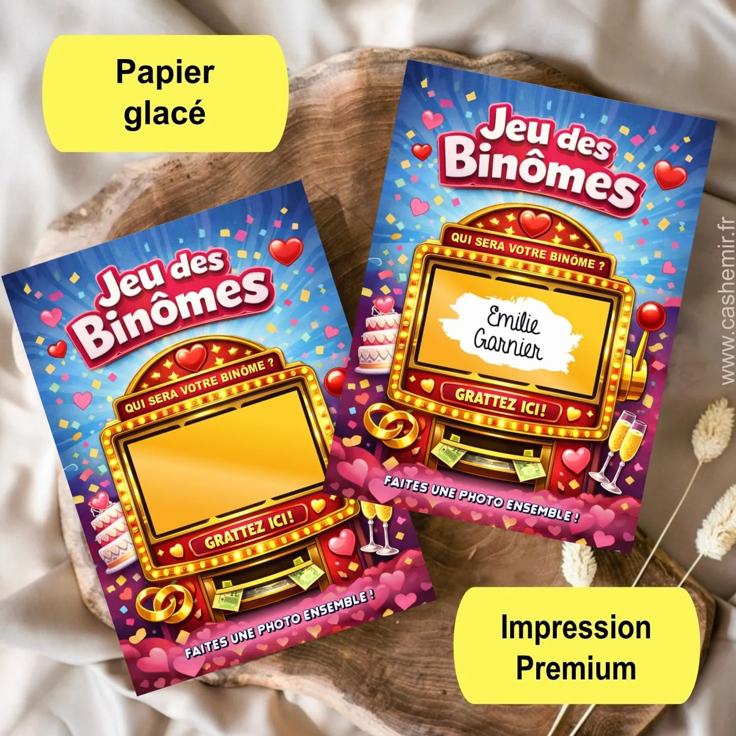 Jeu des Binômes Mariage 50 Cartes à gratter | Tickets à Personnaliser | Animation Repas Mariage Anniversaire