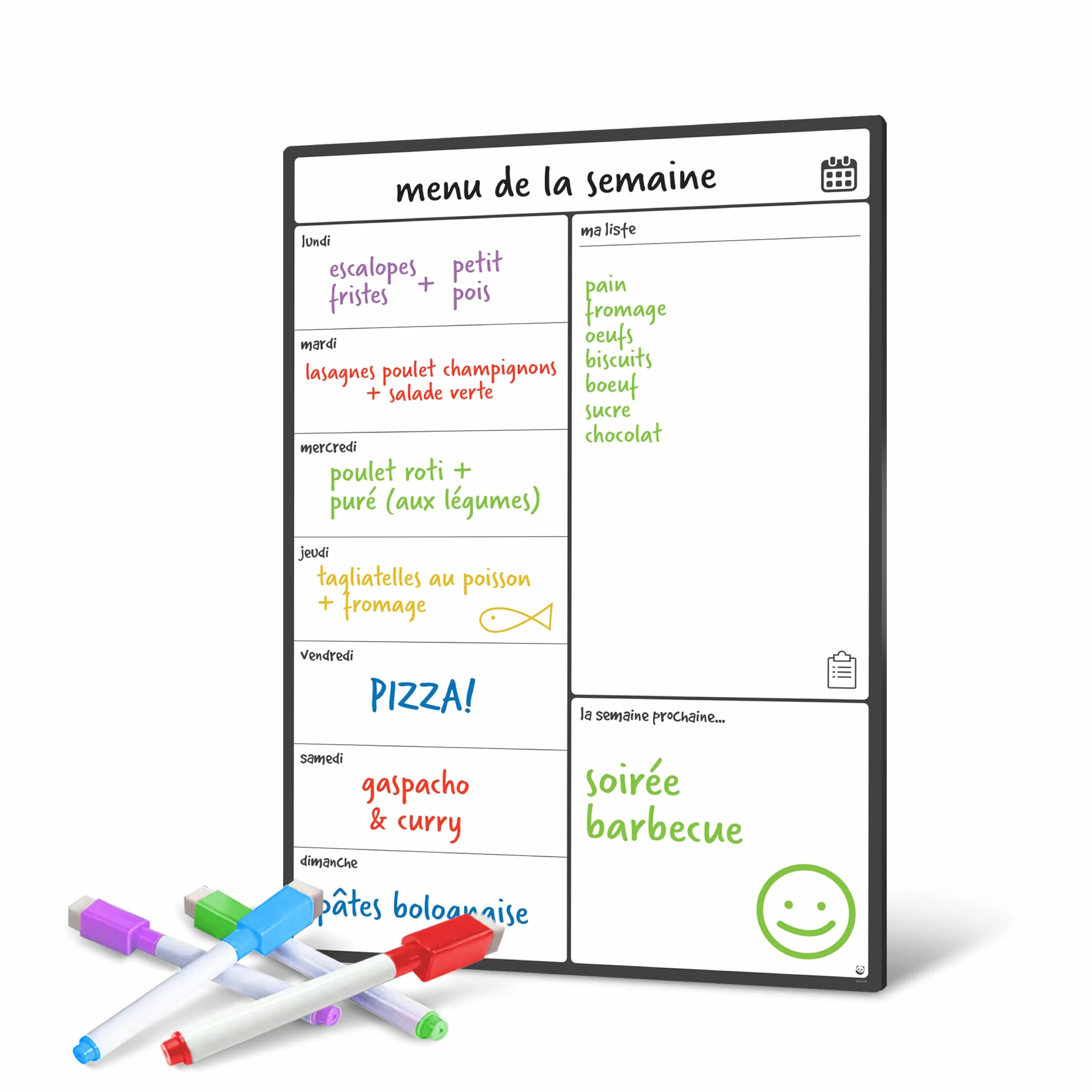 Smart Panda Calendrier Magnétique Frigo Planification Repas Familiaux A4 Français