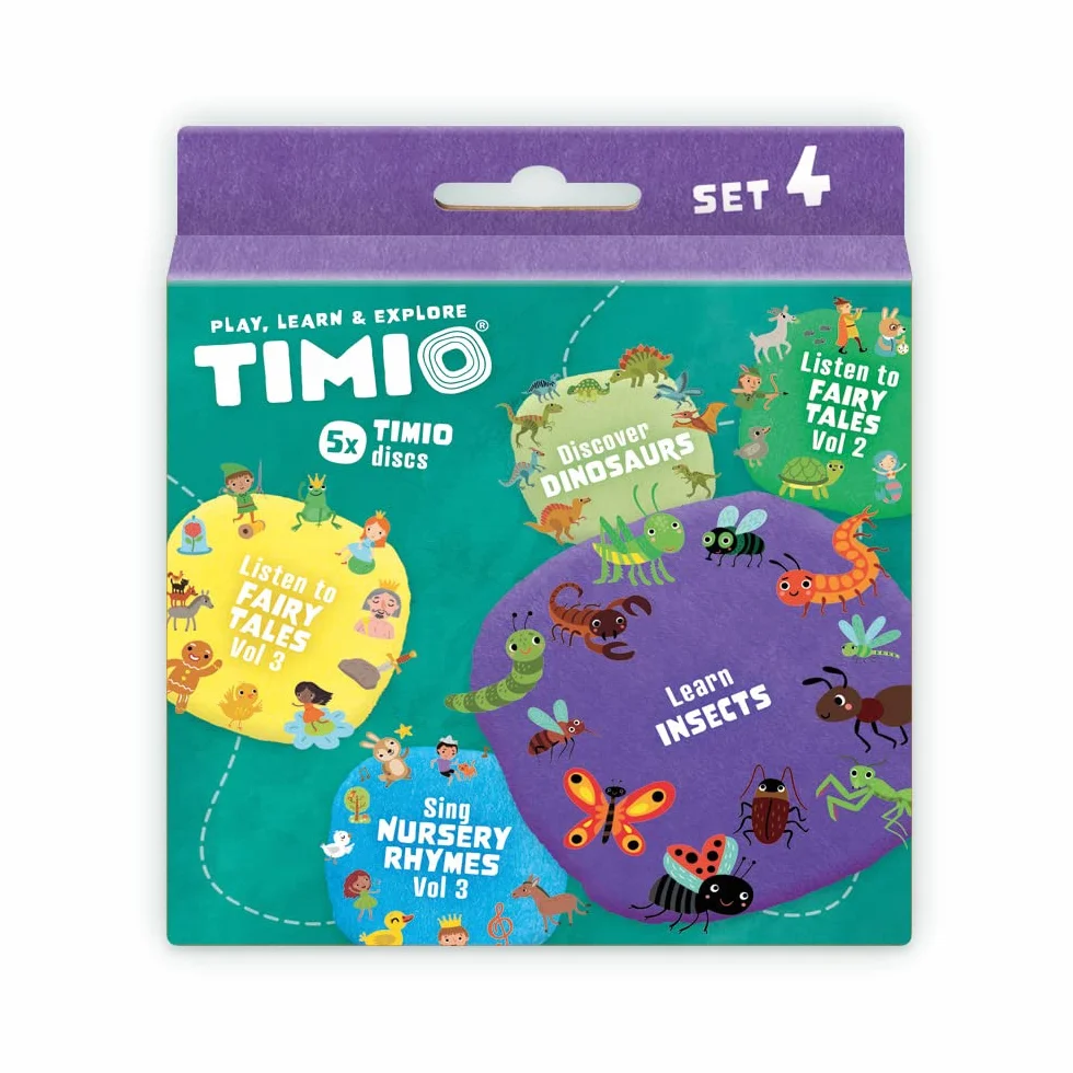TIMIO Disques Audio Set #4 96 Comptines Vol.3 12 Contes Vol.2 Vol.3 Dinosaures Insectes 8 Langues 2-6 Ans
