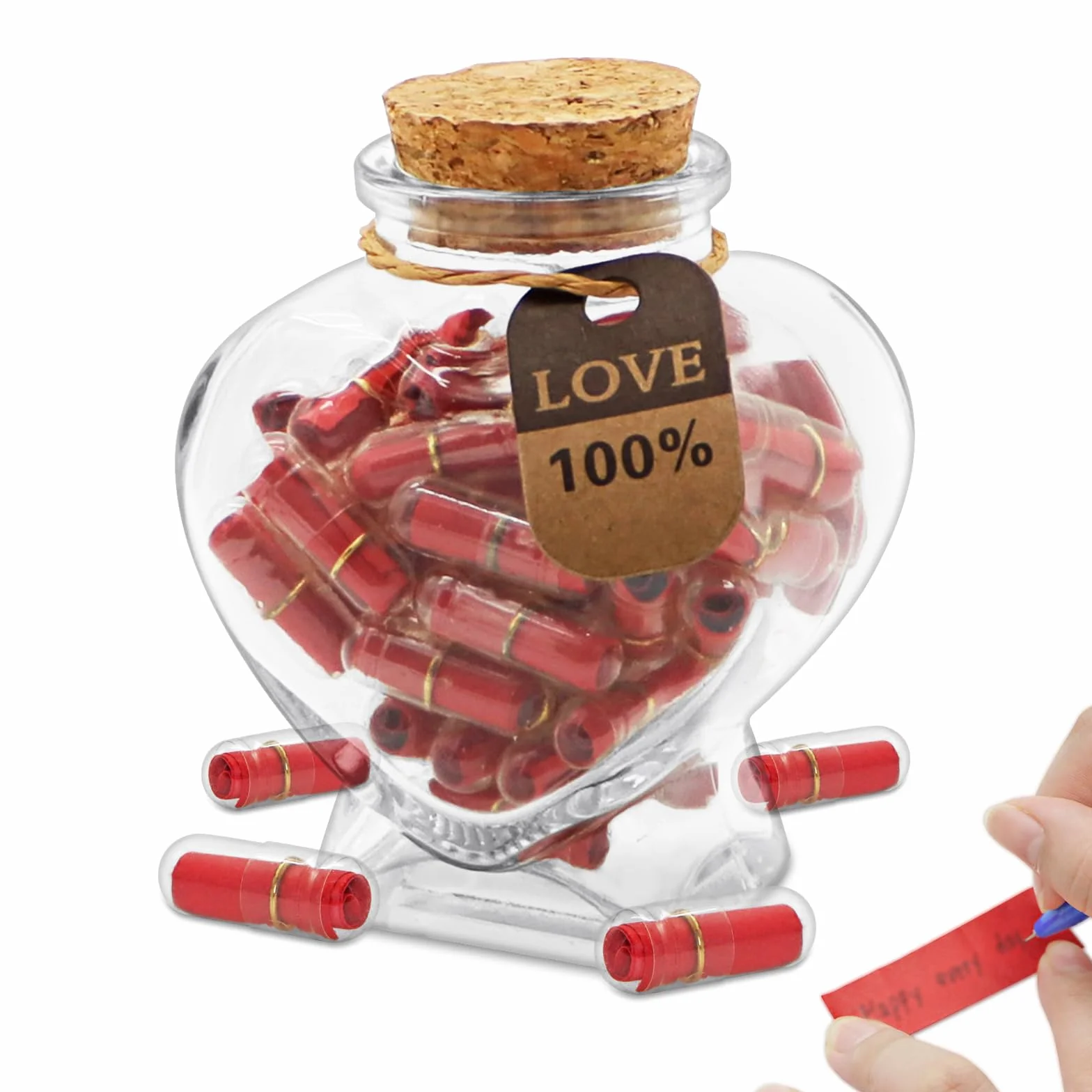 Capsule Letters Message in a Glass Bottle 50PCS Love Romantic Gifts for Boyfriend Girlfriend Valentine's Day Red
