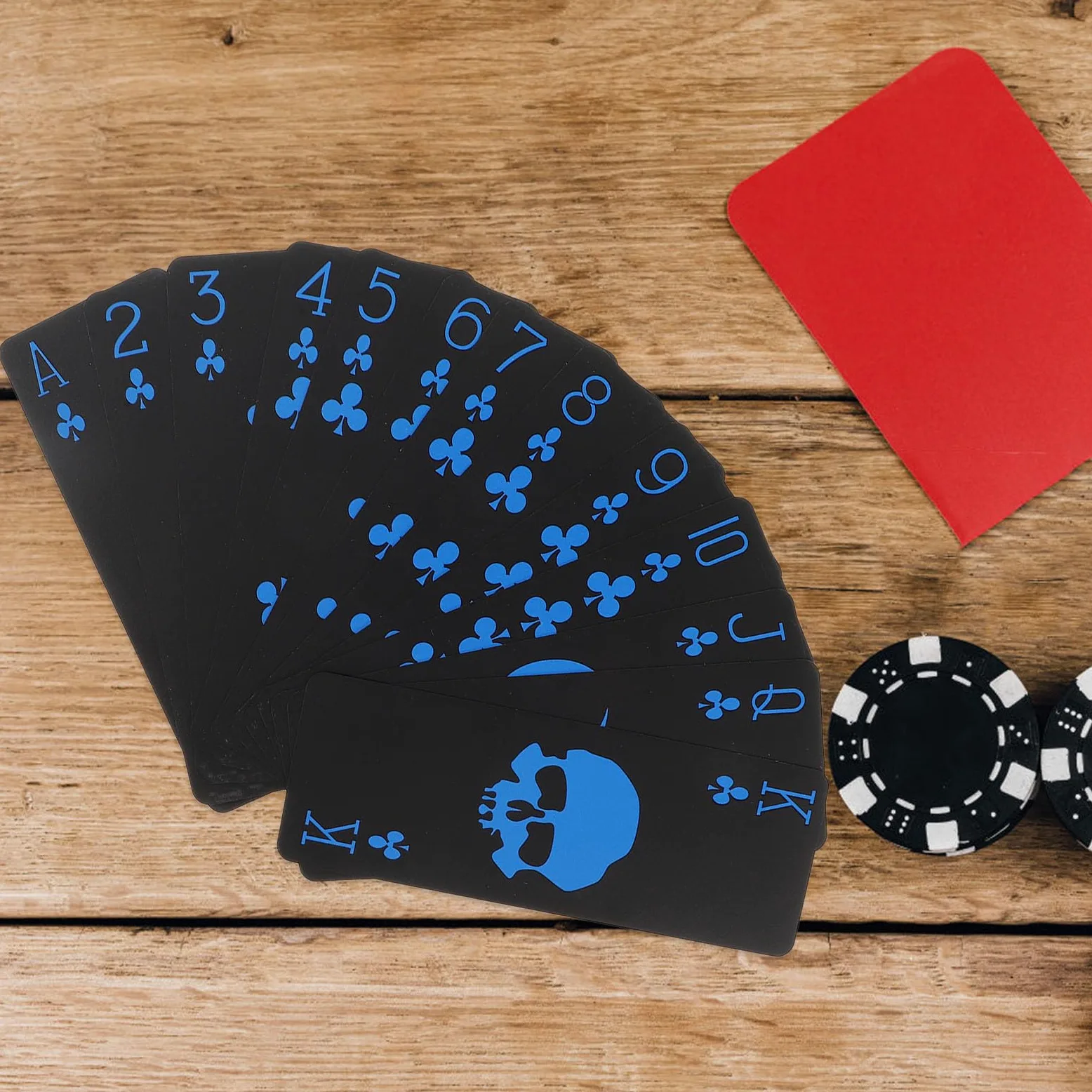 HOMSFOU Cartes à Poker en PVC Noir Étanches Motif Crâne Créatif, Durabilité Exceptionnelle pour Jeux de Cartes en Famille ou Soirée