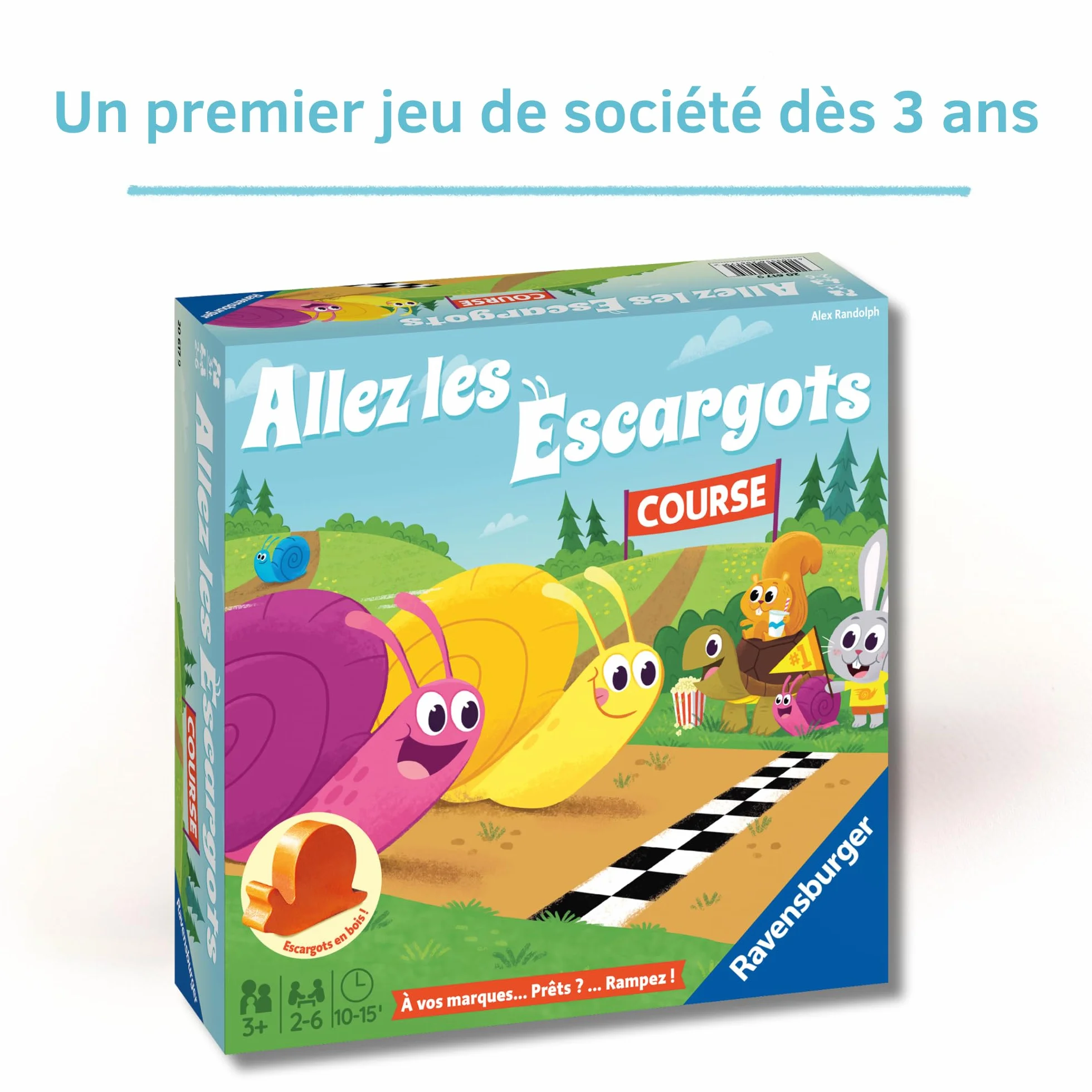Ravensburger Allez Les Escargots Jeu de société Enfant dès 3 Ans Premier Jeu éducatif Couleurs Parcours Course d'escargots 2 à 6 Joueurs Version française