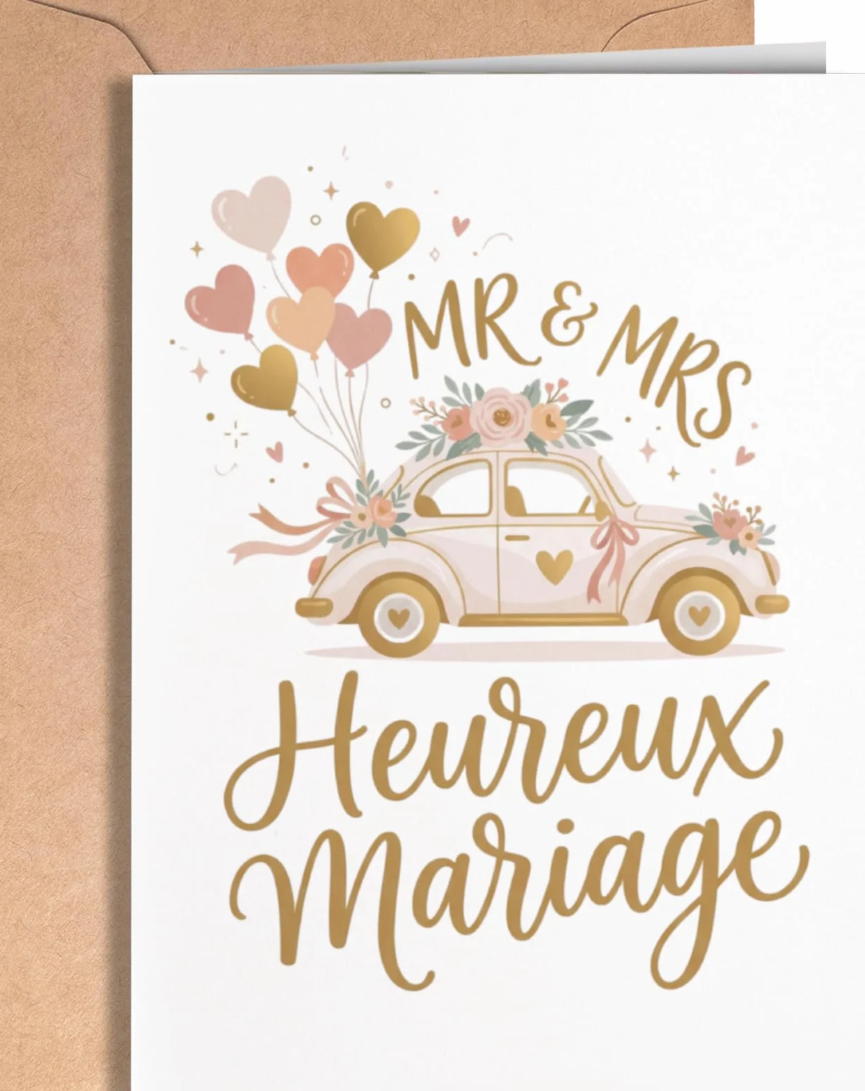 Carte de Mariage Félicitation avec Enveloppe - Heureux Mariage - Carte Voeux Mariage Originale - Cadeau Pour Couple
