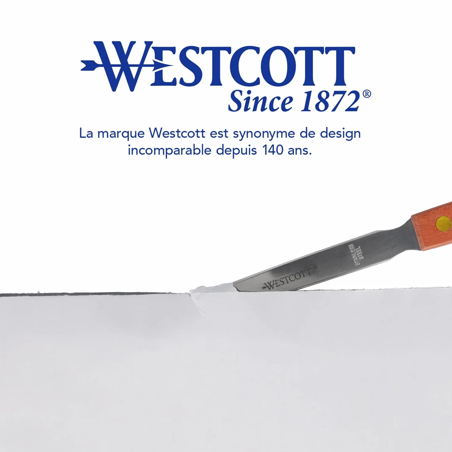 Westcott Coupe-papier lame acier inoxydable manche bois brun ergonomique E-29694 00