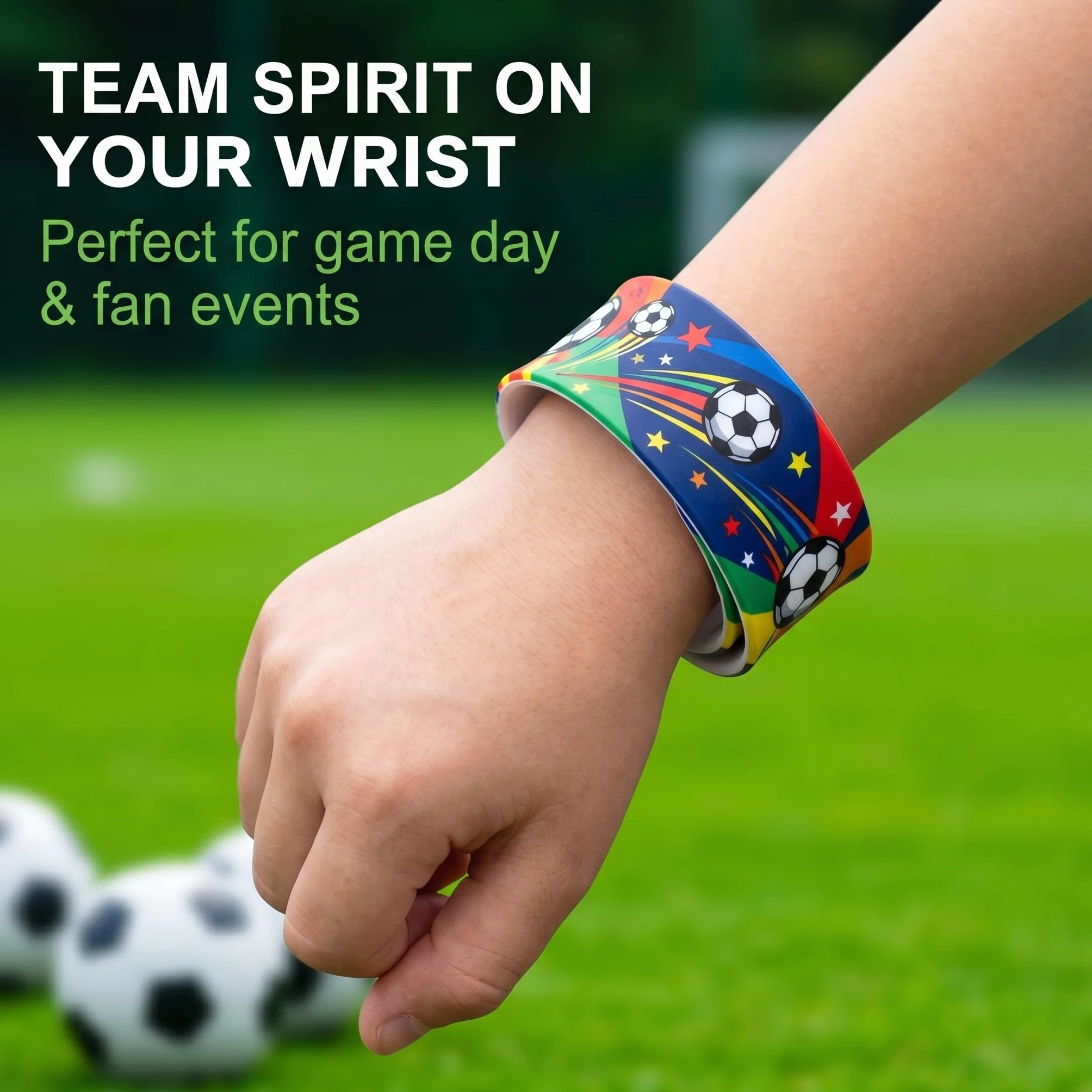 Bracelets Claquants Football pour Enfants, 20 Pièces PVC, 12 Designs Assortis 22x3cm