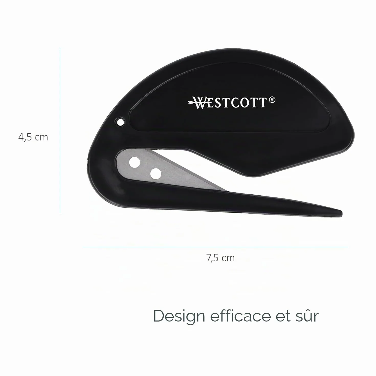 Westcott Coupe-papier lame acier inoxydable poignée sécurité ergonomique E-29699