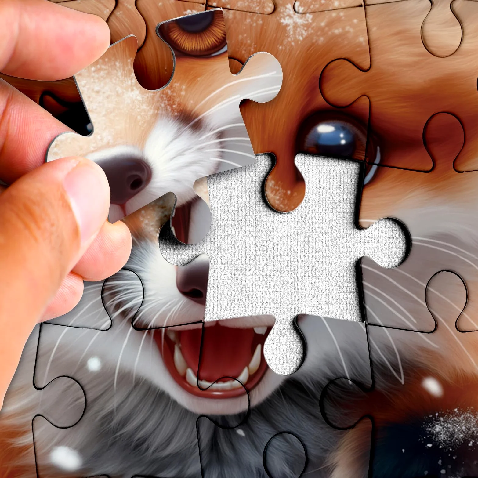 Puzzle mignon renard d'hiver pour adultes 1000 pièces, puzzle art animal neige paysage puzzle, difficile nature scénique puzzle