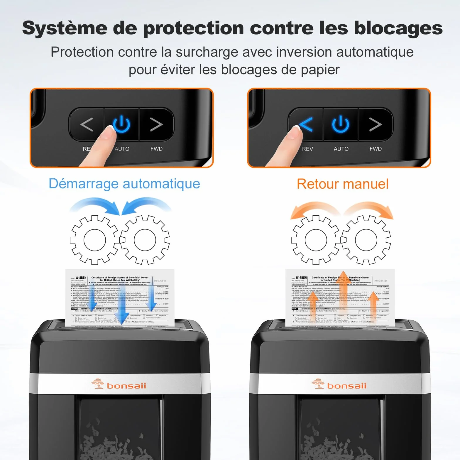 Bonsaii Destructeur de Documents Micro-Coupe P-4, Alimentation Automatique 300 Feuilles, 60 Min Continu, Bac 31L, C291-A