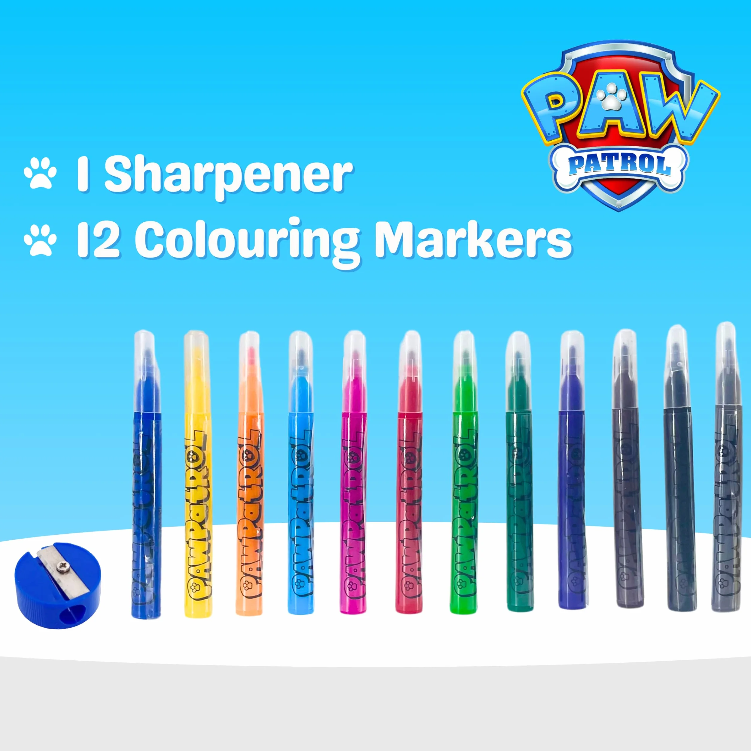 Paw Patrol Ensemble de Papeterie, Crayons de Couleur, Marqueurs, Cahier, Mallette Scolaire Enfants
