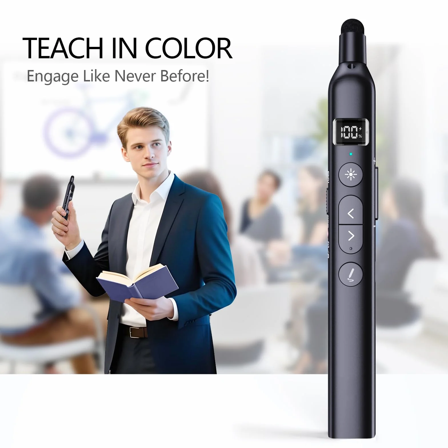 Norwii N21 Clicker de Présentation Bluetooth avec Pointeur Télescopique, Télécommande pour PowerPoint