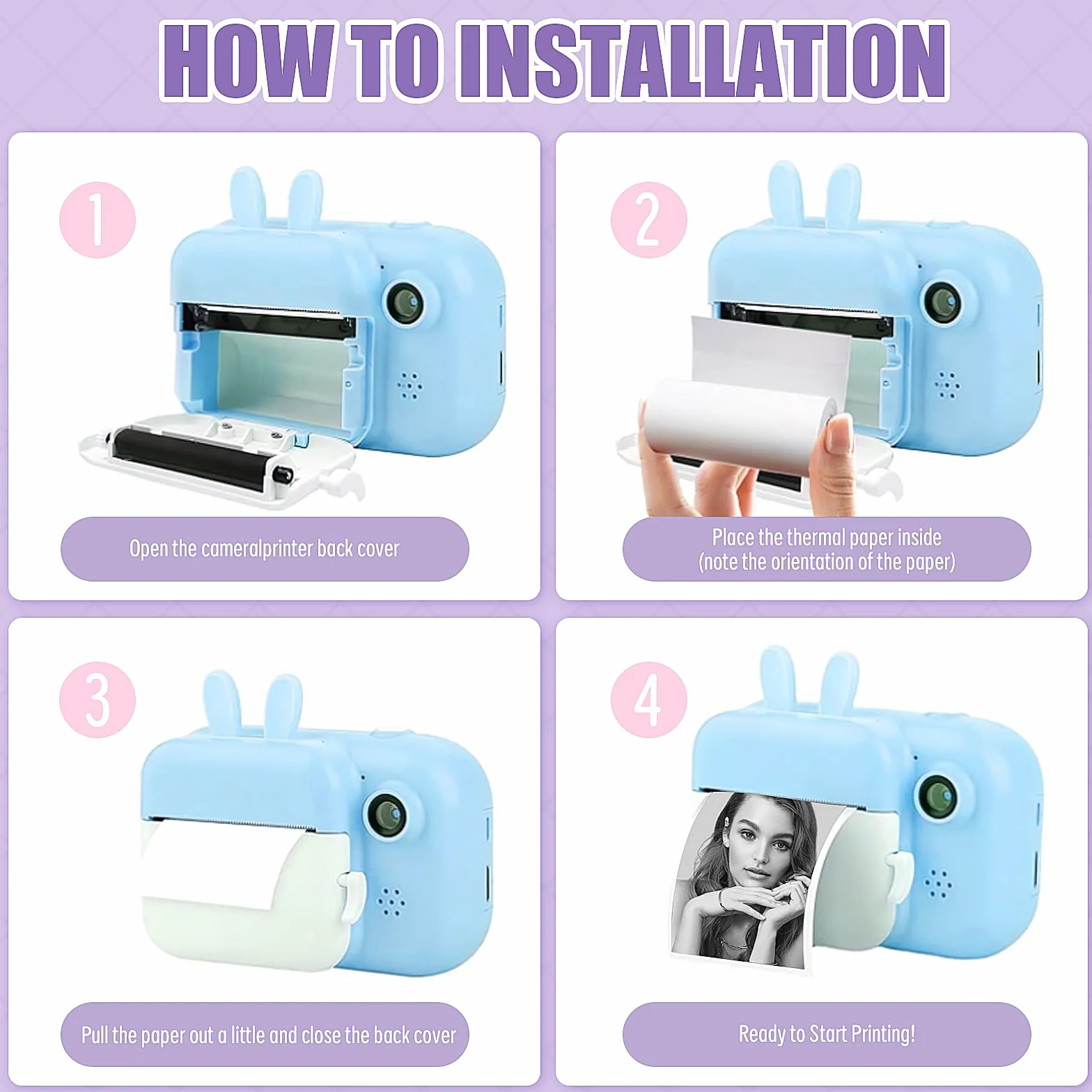 Lot de 20 rouleaux d'autocollants pour mini imprimante, papier thermique blanc et multicolore pour appareil photo enfant