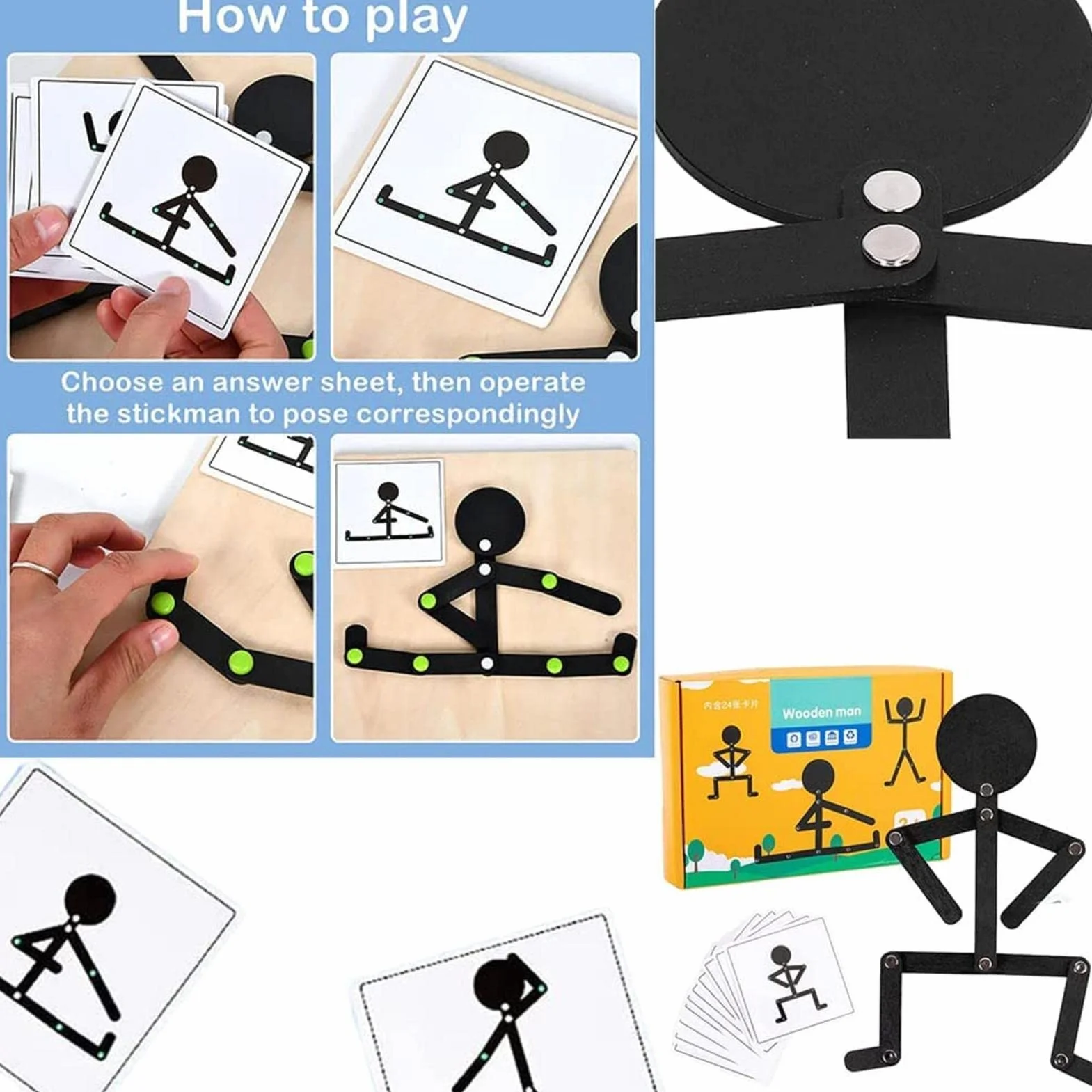 Luckxing Stickman Mr.Flex Puzzle Bois Jouet Educatif Motricité Fine