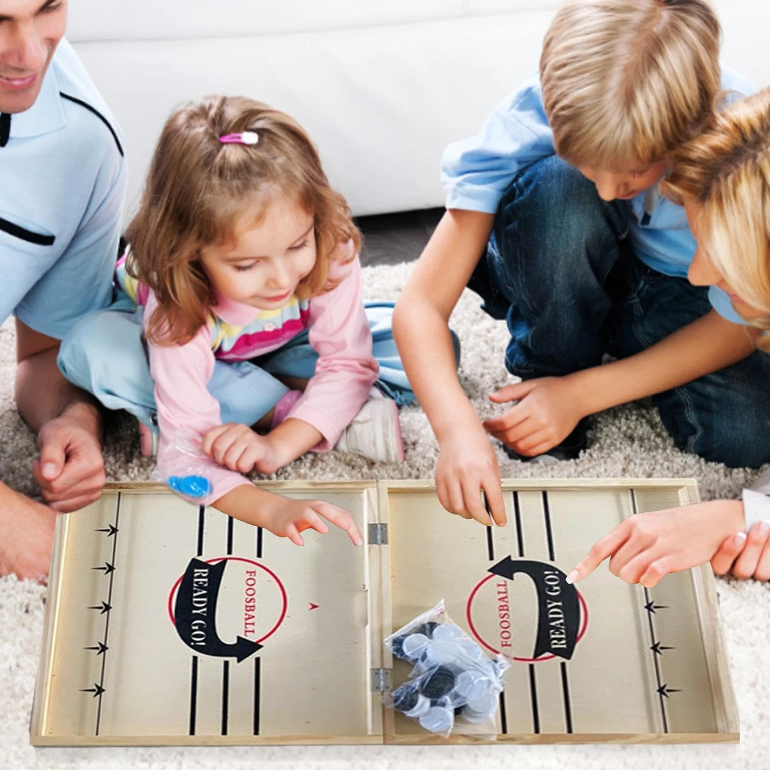Teksome Jeu de Société de Hockey en Bois Pliable et Portable, Jeu de Rondelle Rapide