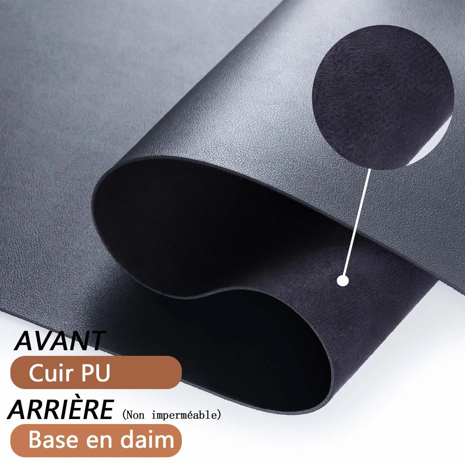 Tapis de Bureau Cuir PU 80x40 cm Imperméable Antidérapant Protection de Table pour Clavier Écriture