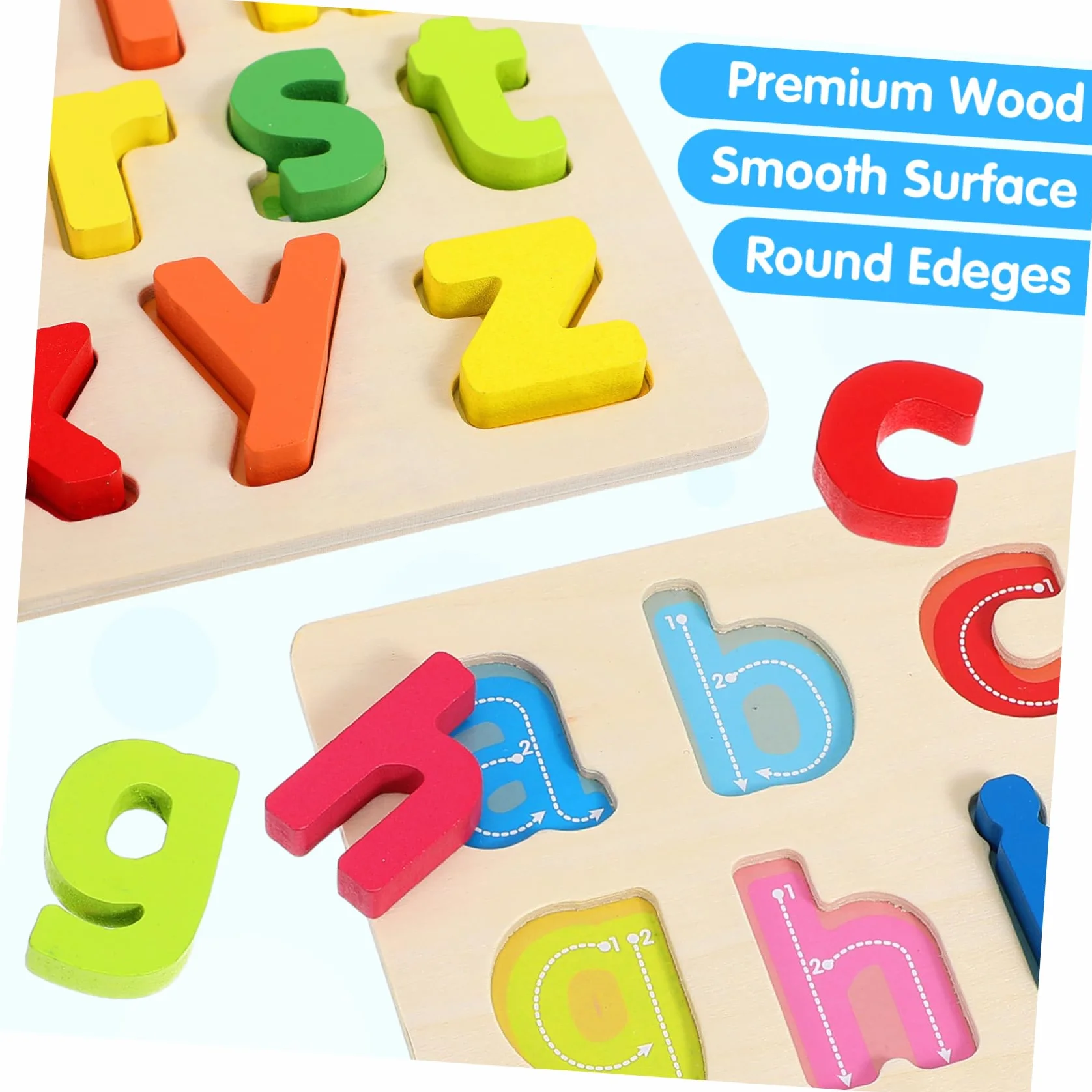 Toyvian Jeu de Puzzles Bois Alphabet Lettres Minuscules pour Garçon Fille Âge Préscolaire 3 Ans et Plus avec Lettres de A à Z Éducatif