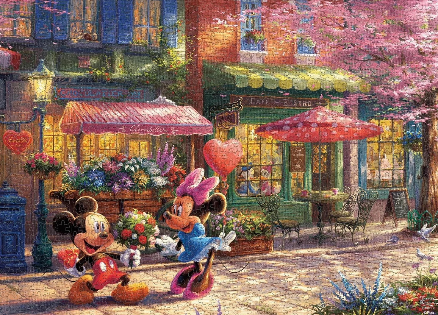 Ceaco - Thomas Kinkade - Disney - Mickey & Minnie Sweetheart Café - 1000 Piece Jigsaw Puzzle
