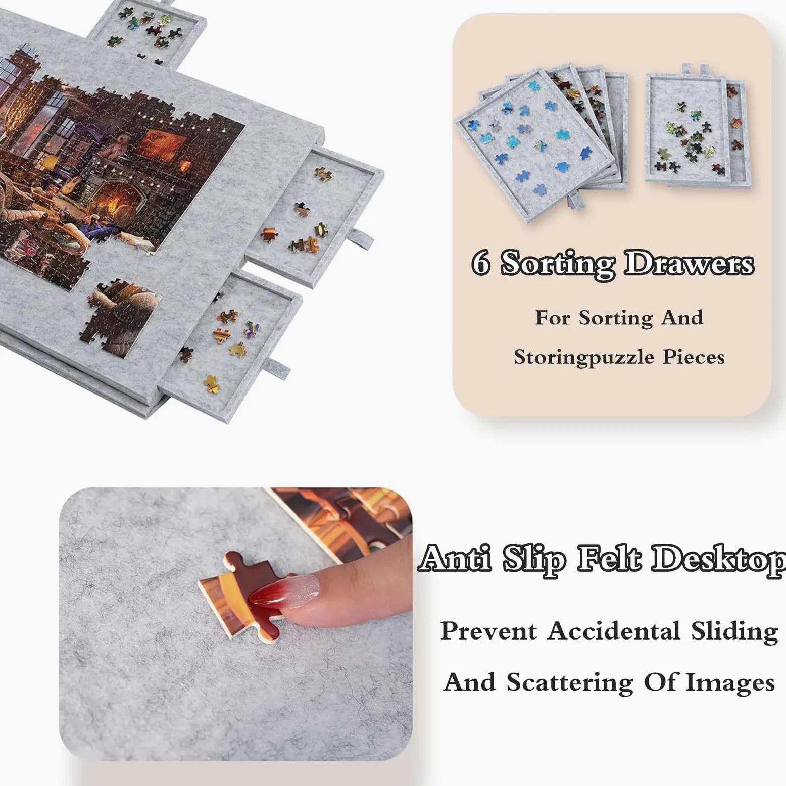 Planche De Puzzle Portable en Feutre,AntidéRapante Planche Puzzles,2 en 1 Planche à Puzzle Portable,Table De Puzzle Pliable,avec Tiroirs De Tris,IdéAl pour Puzzles De 1000 PièCes