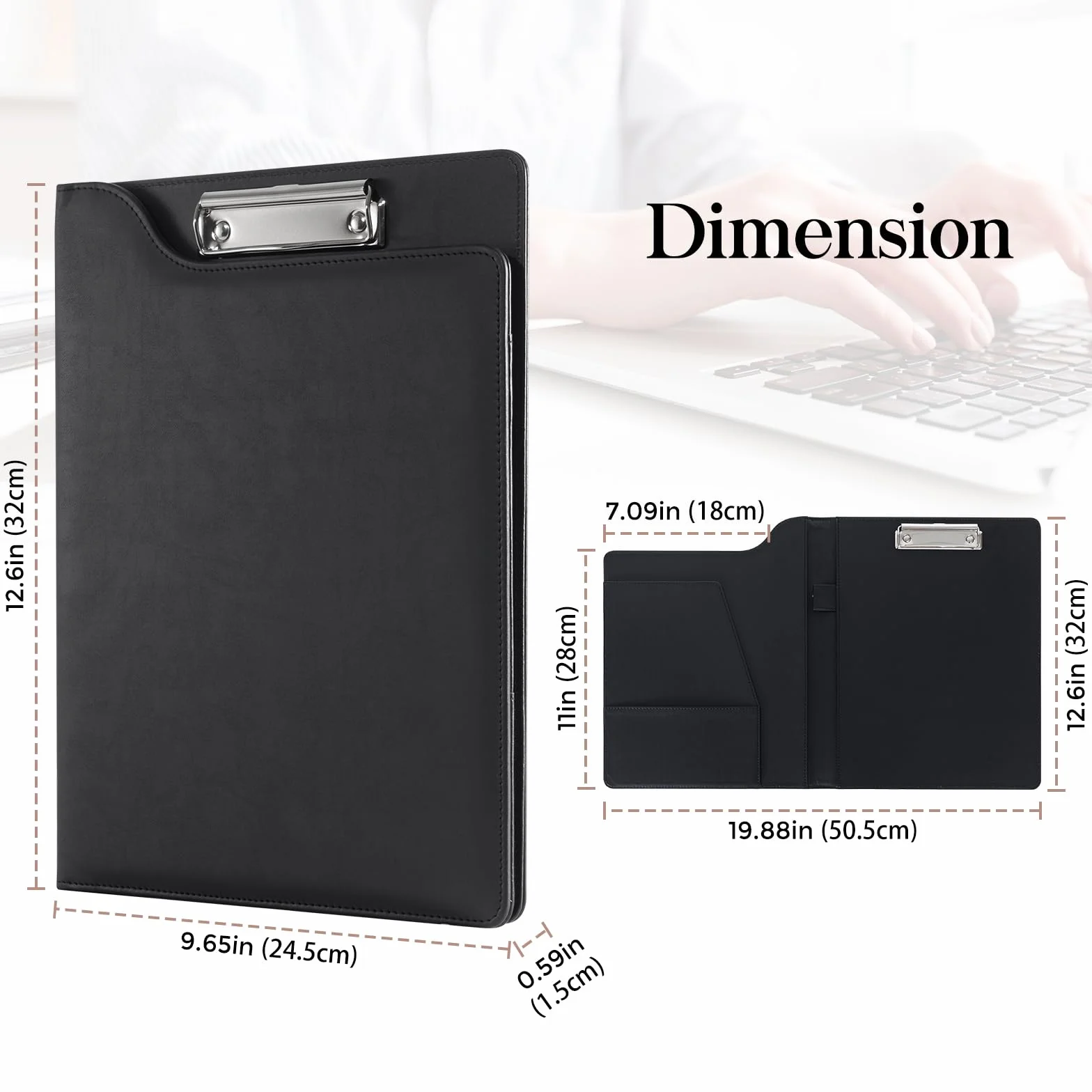 ProCase Porte Documents A4 Cuir PU Pince Réunion Bloc-Notes Dossier Conférence Planificateur Classeur CV Interview Noir